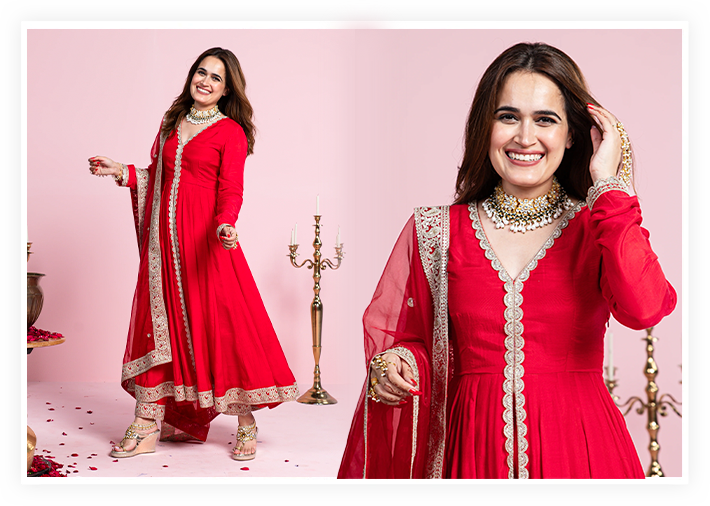 Dazzling Red and White Outfits for Durga Pooja UrbanStree