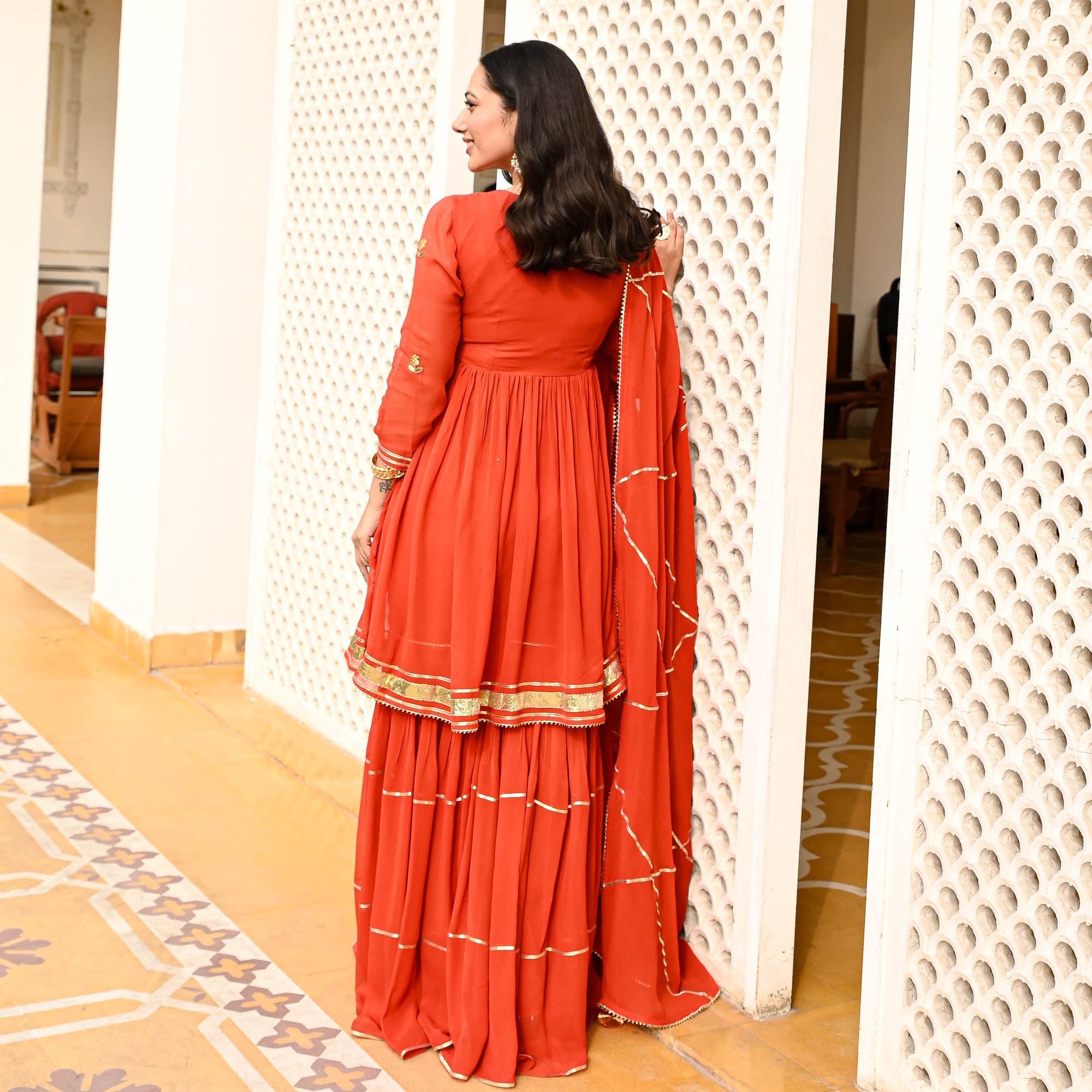 Orange Sharara Suit Set for Women Online