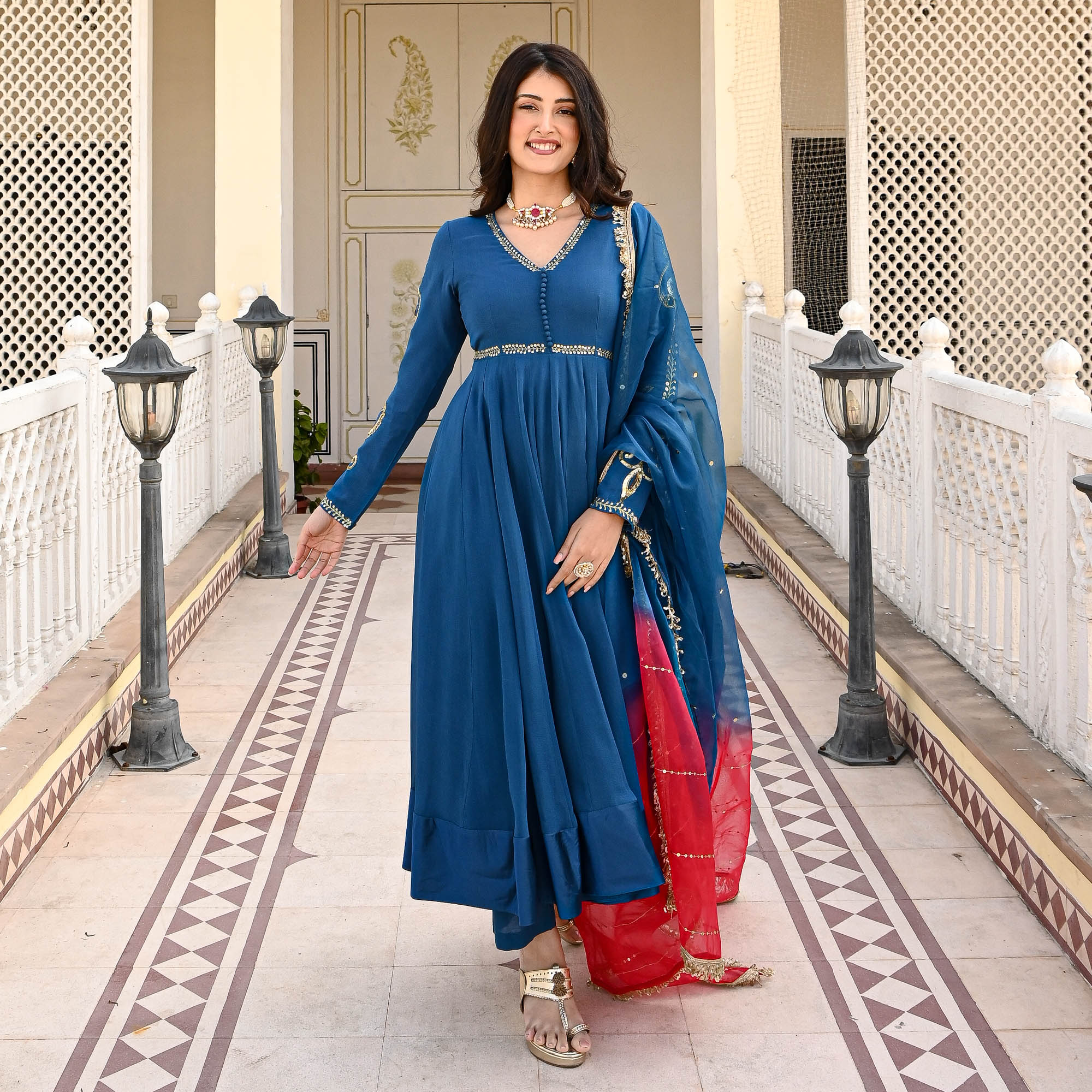 Parnika Blue Designer Georgette Suit Set for Women Online