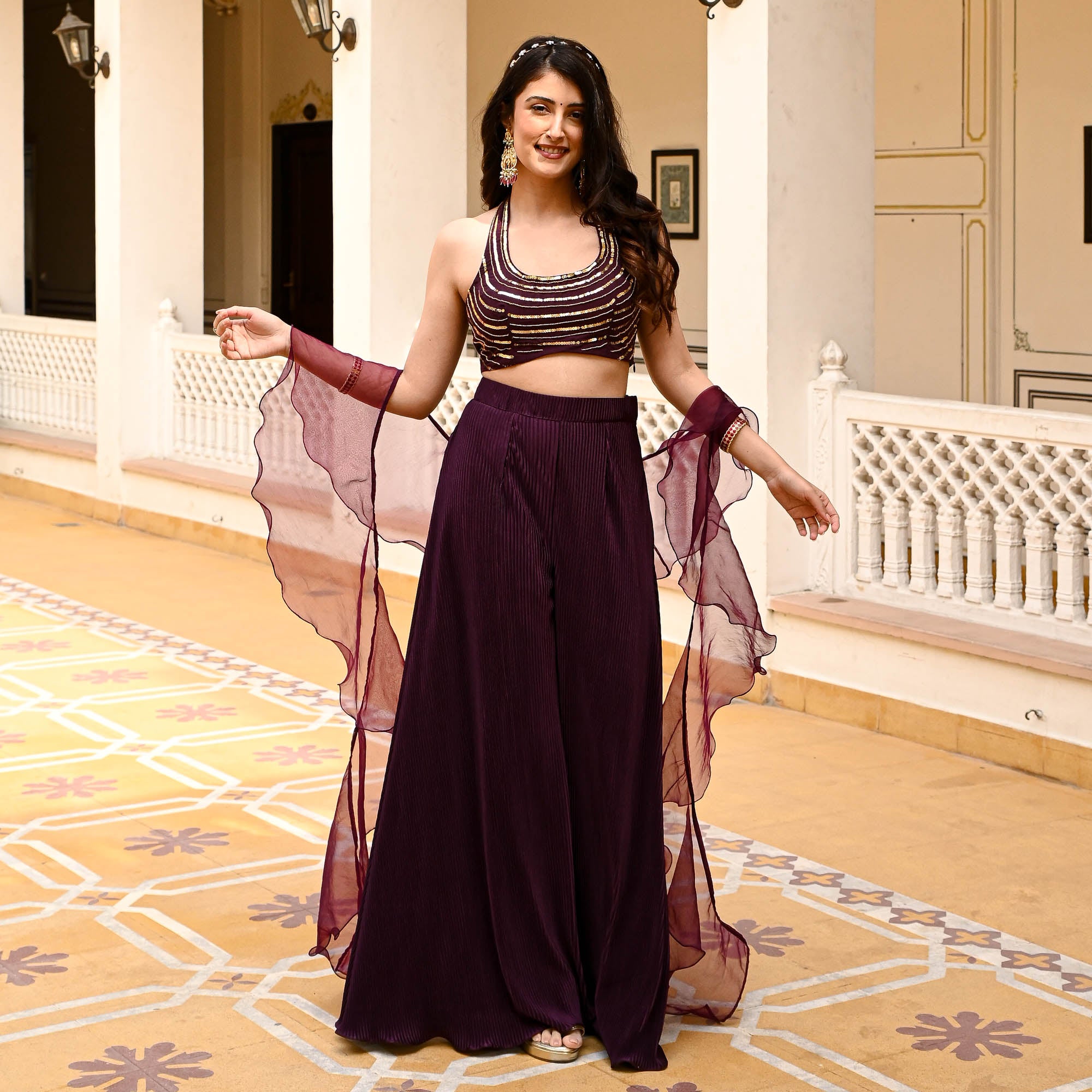 Pakhi Sleeveless Designer Lurex Co-Ord Set For Women Online