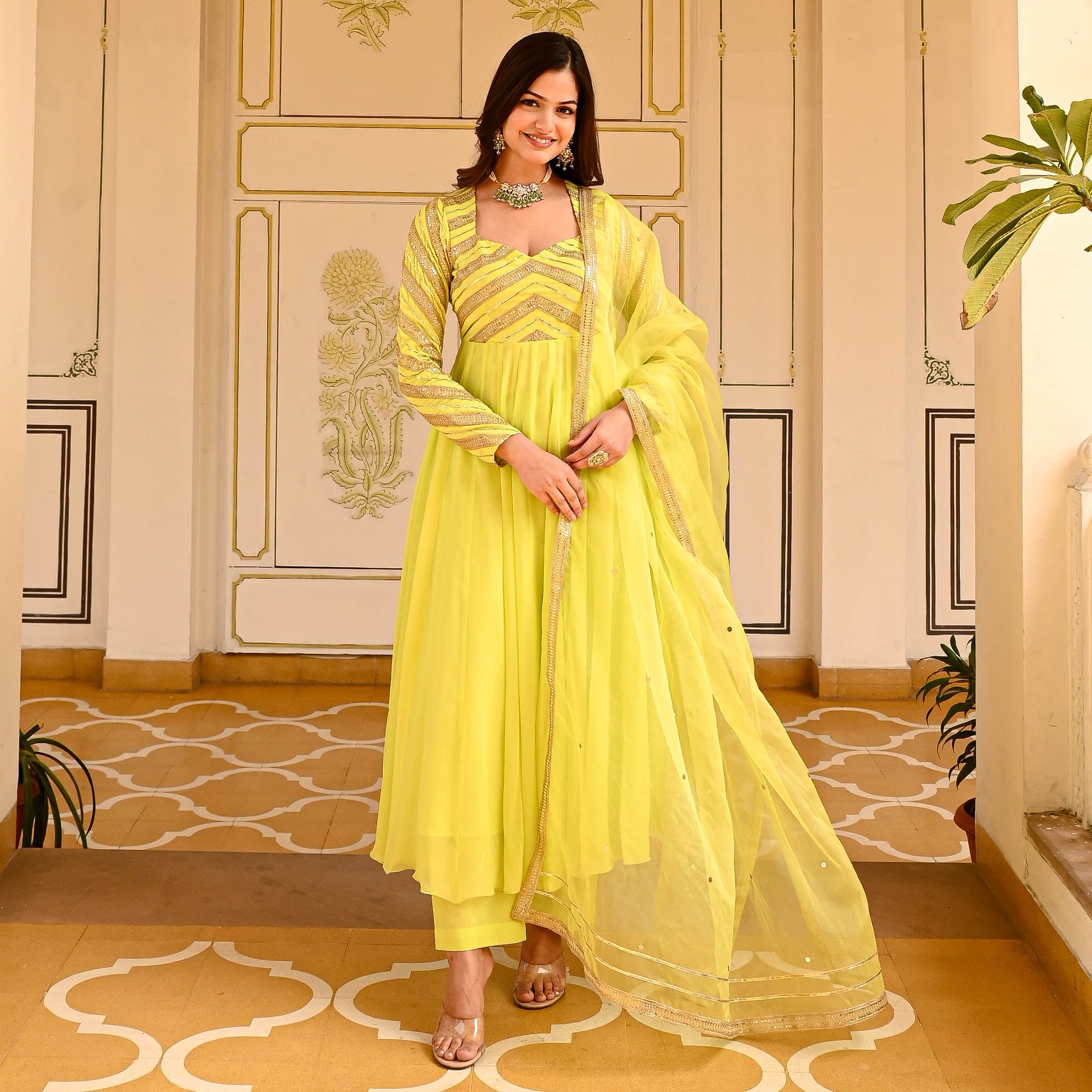 Jeevika Yellow Designer Georgette Suit Set for Women Online