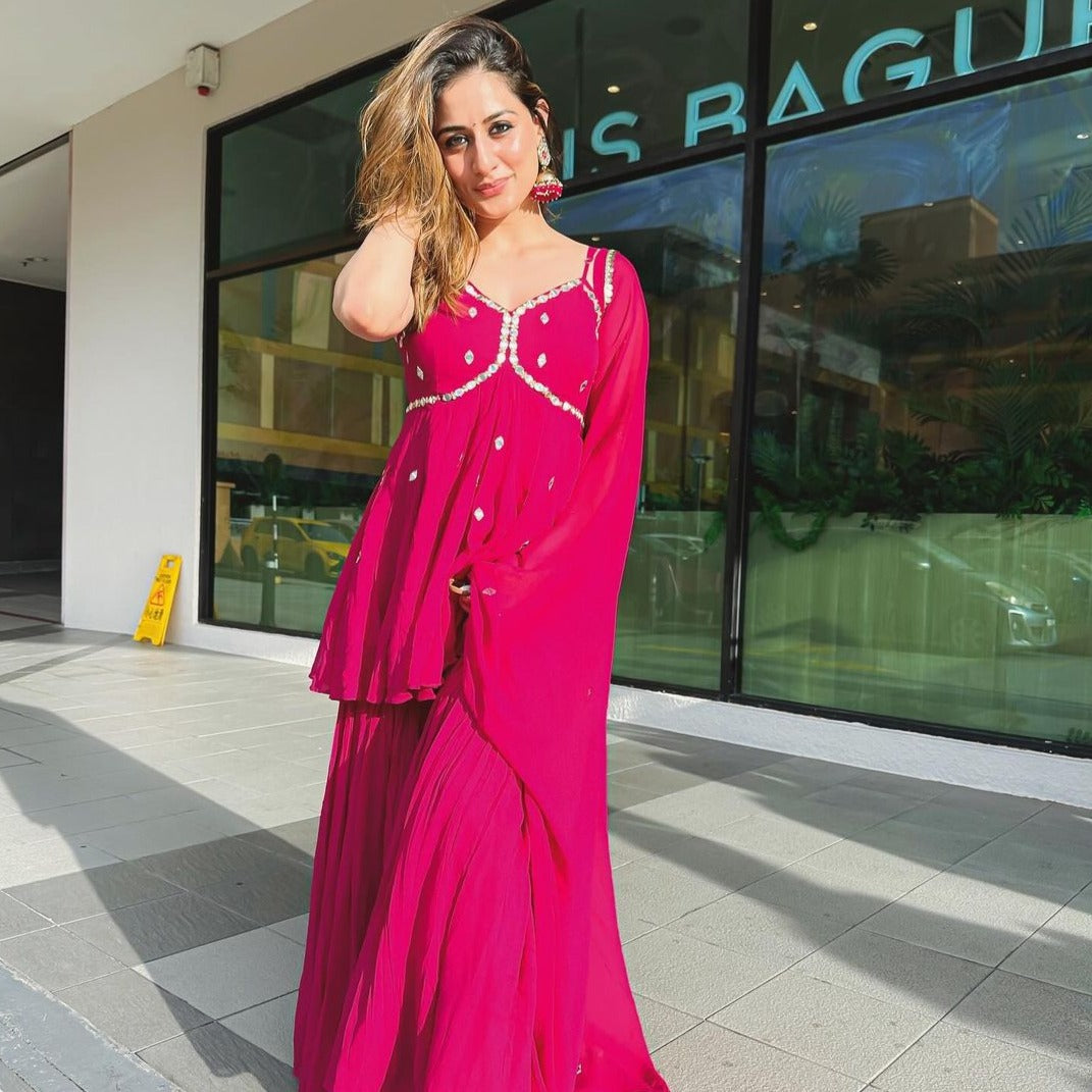 Pink Georgette Suit Sharara