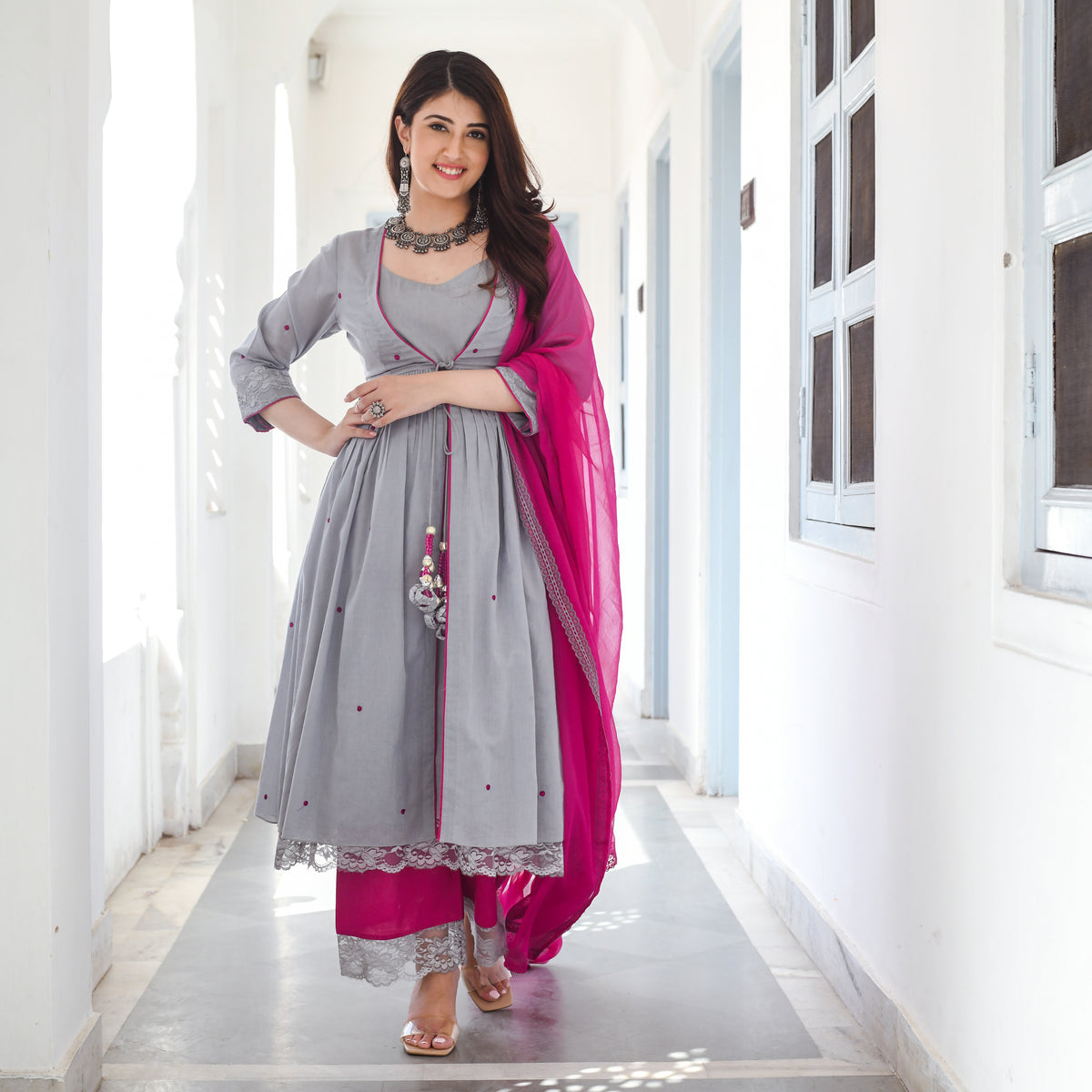 Ruhi Grey Designer Anarkali Suit Set for Women Online UrbanStree Ruhi Grey Designer Anarkali Suit Set for Women Online UrbanStree
