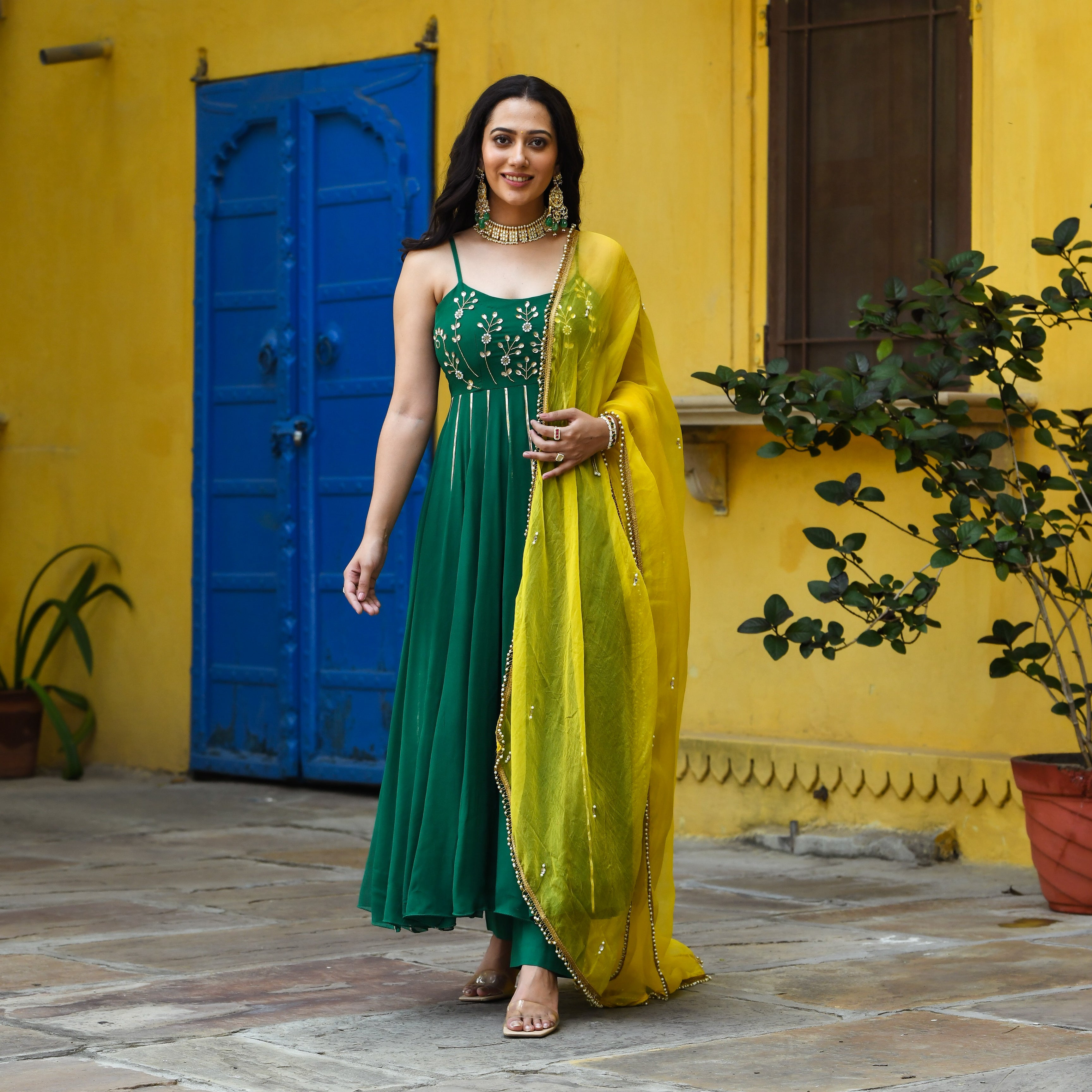 Lakshmi Green Designer Anarkali Suit Set For Women Online