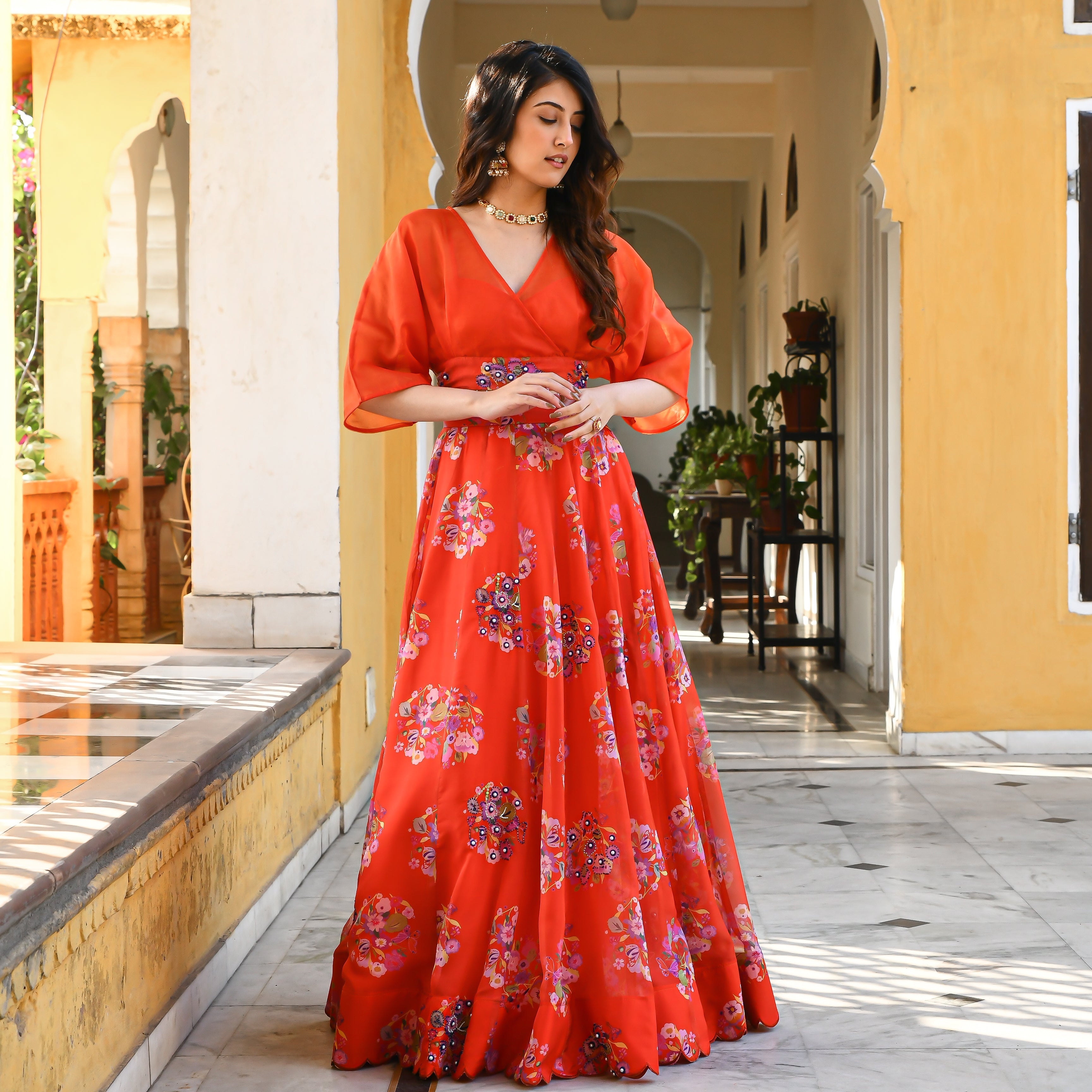 Sapna Orange Sequin Handwork Designer Lehenga Set For Women Online
