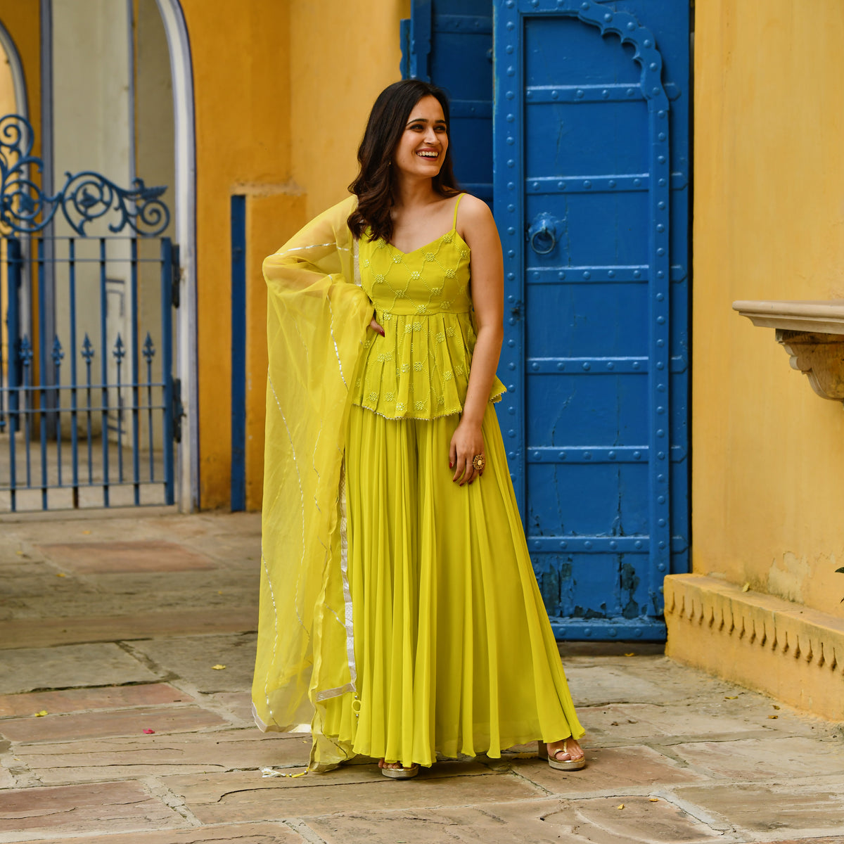 rutvi yellow suit set
