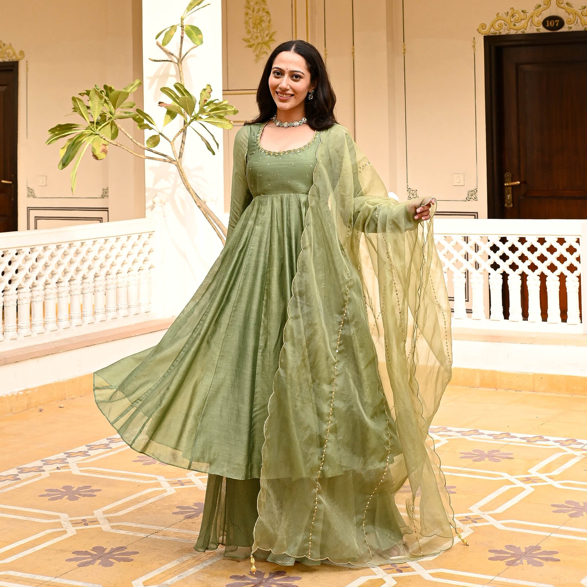 Flared Chanderi Raas Suit Set for Women Online