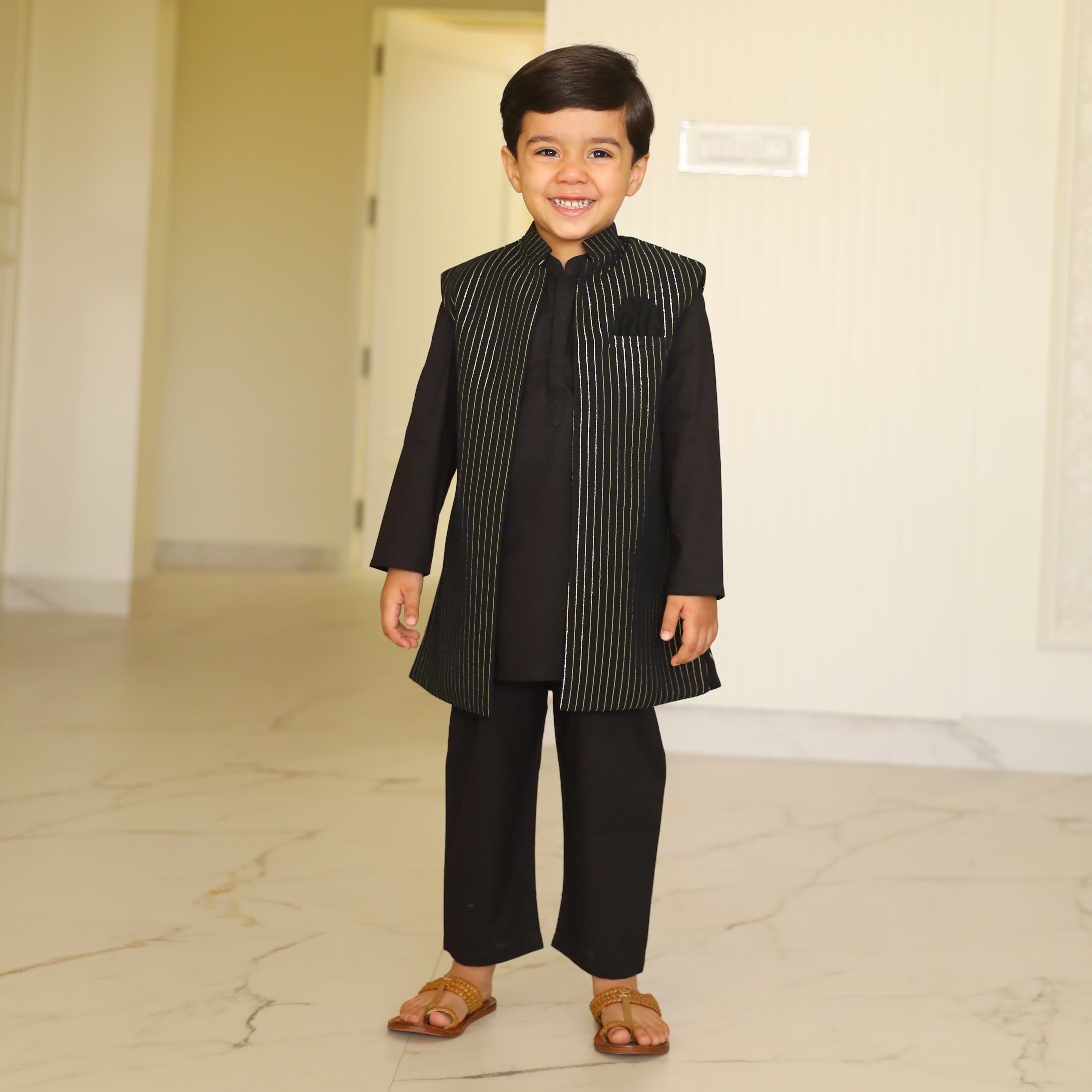 Ansh Designer Cotton Kurta Jacket Set For Kid Boy Online 