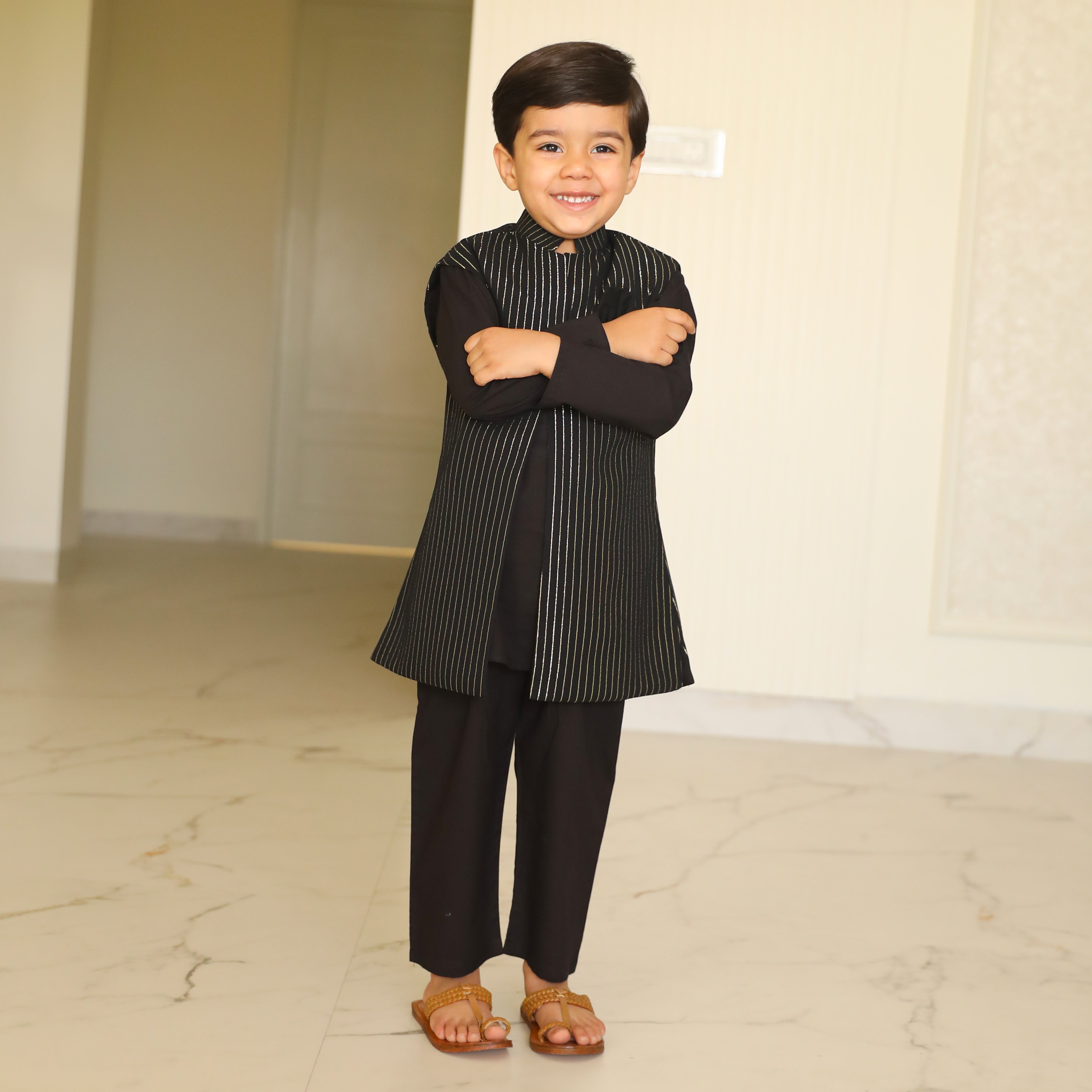 Ansh Designer Cotton Kurta Jacket Set For Kid Boy Online 