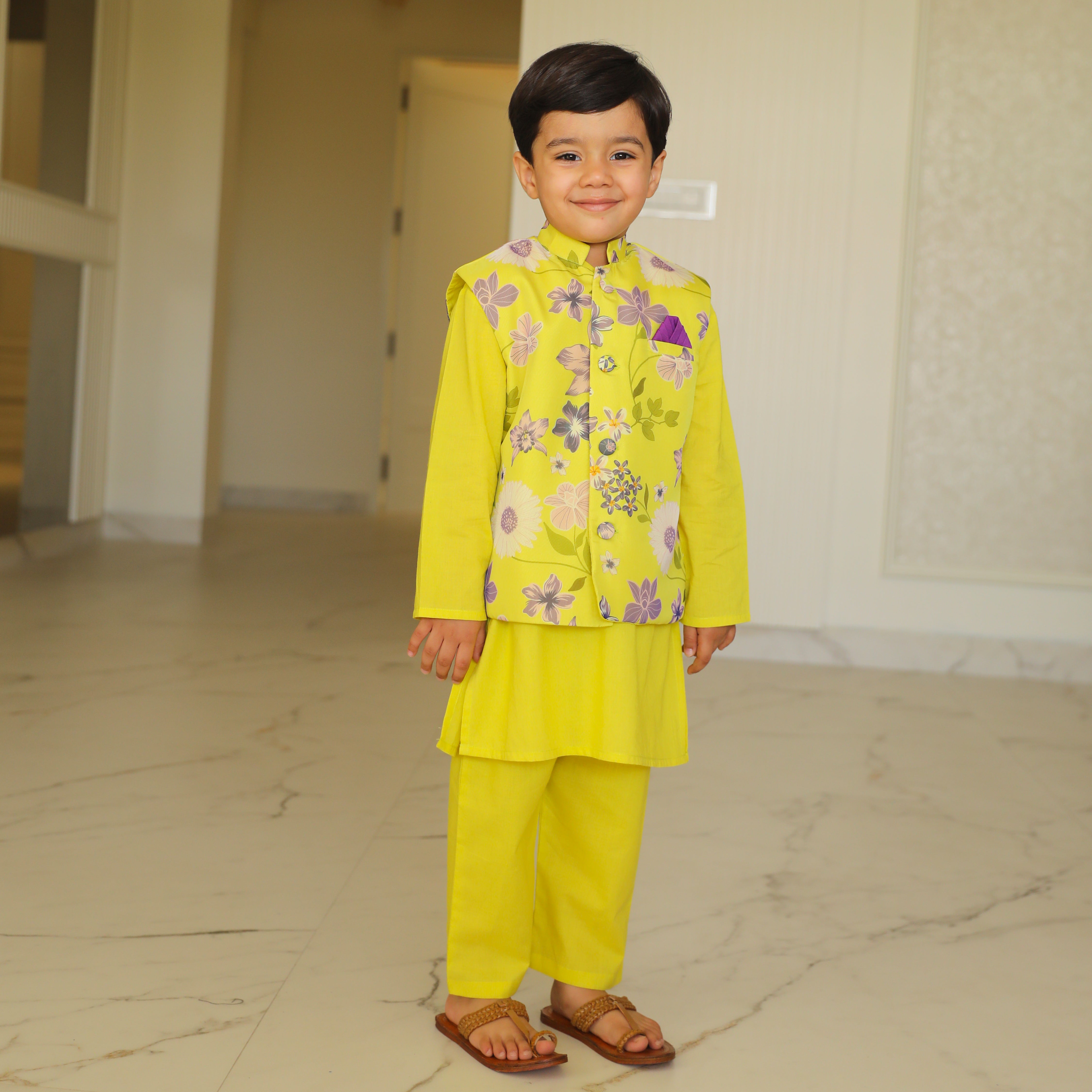 Laddu Designer Cotton Kurta Jacket Set For Kid Boy Online 