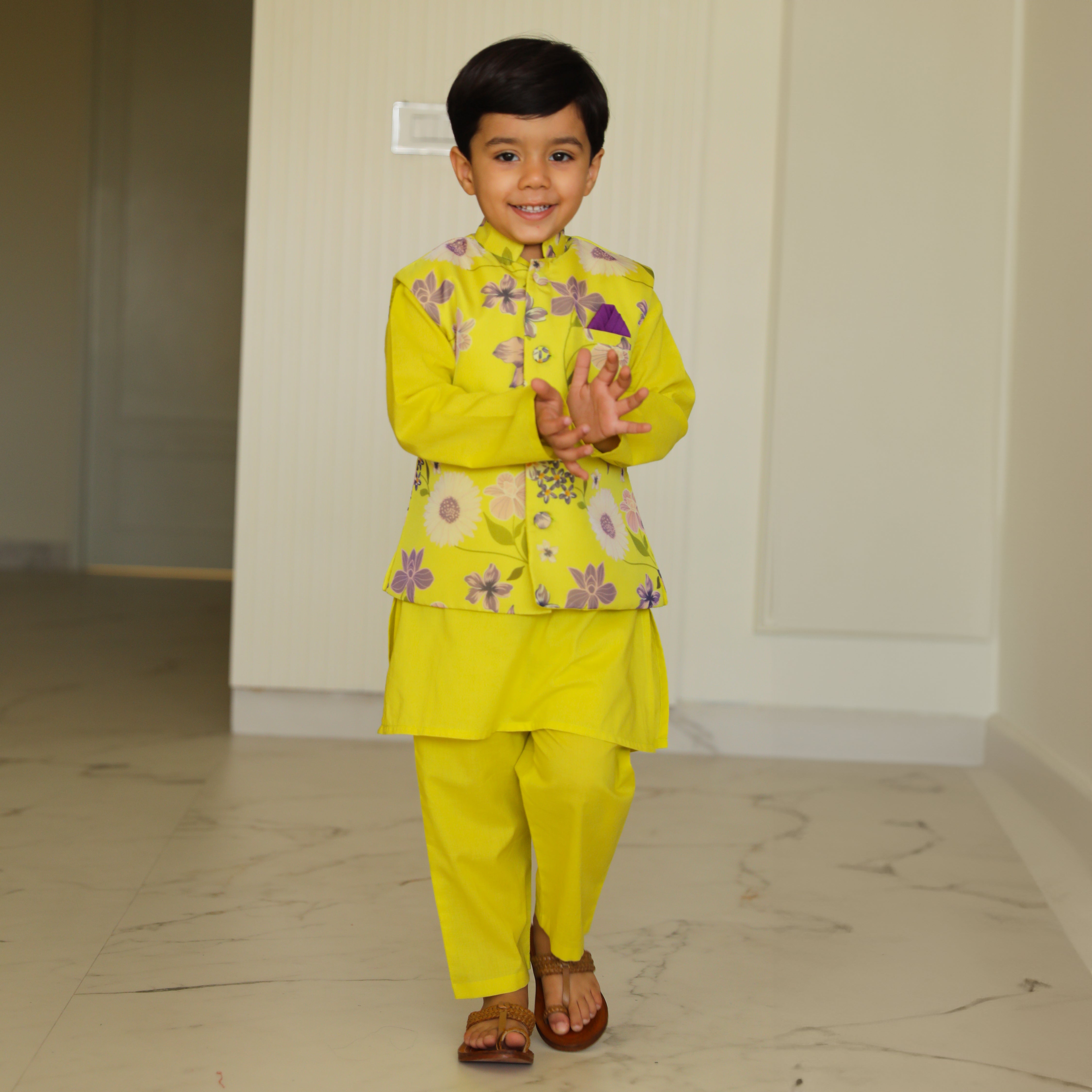 Laddu Designer Cotton Kurta Jacket Set For Kid Boy Online 