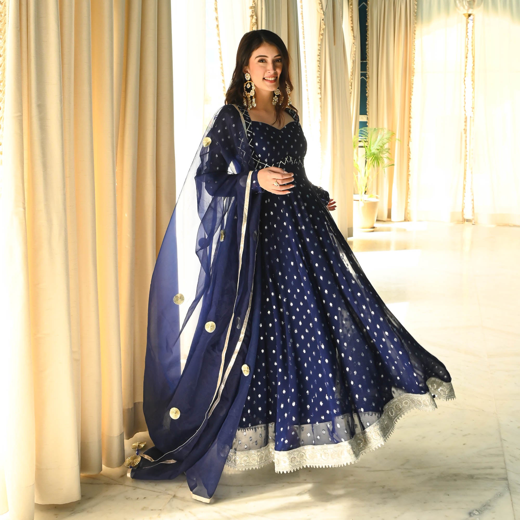 Rumi Blue Designer Anarkali Suit Set for Women Online