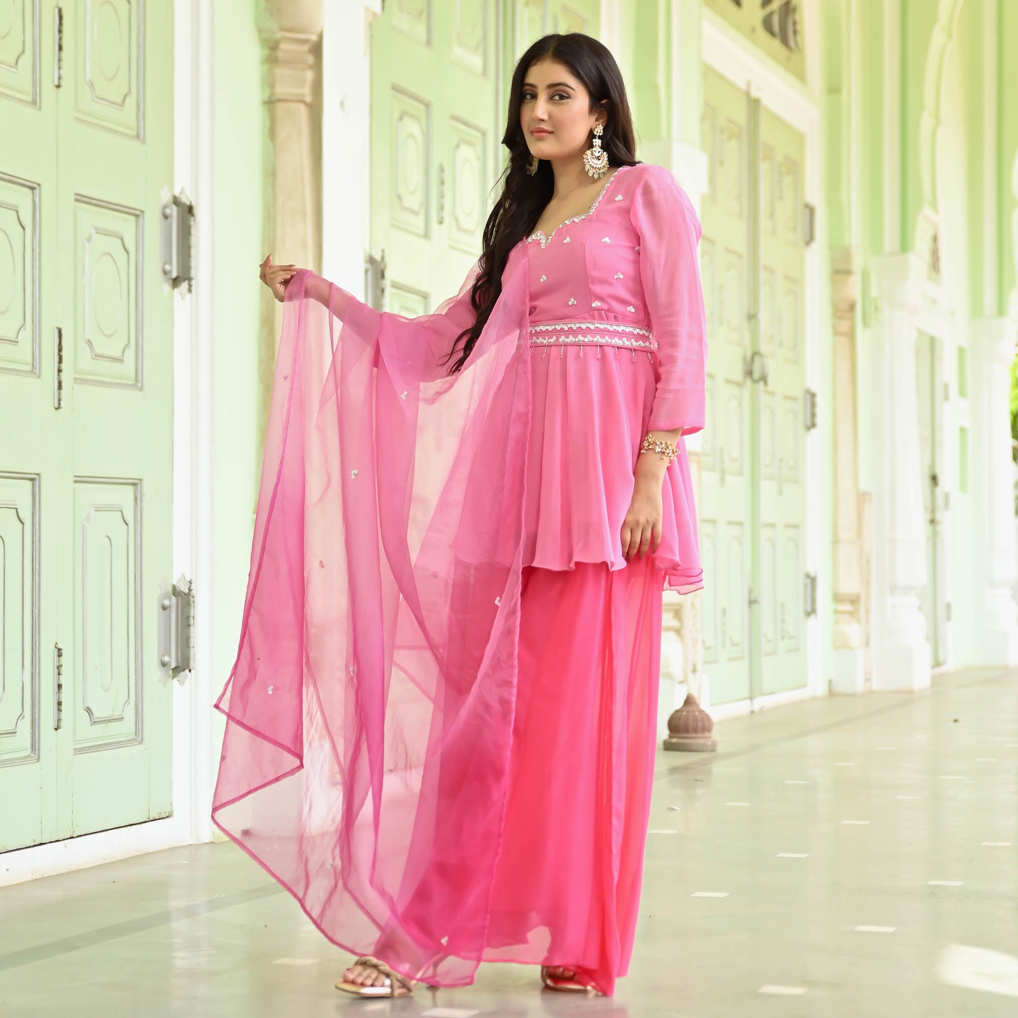 Shades of Pink Sharara Suit Set for Women Online