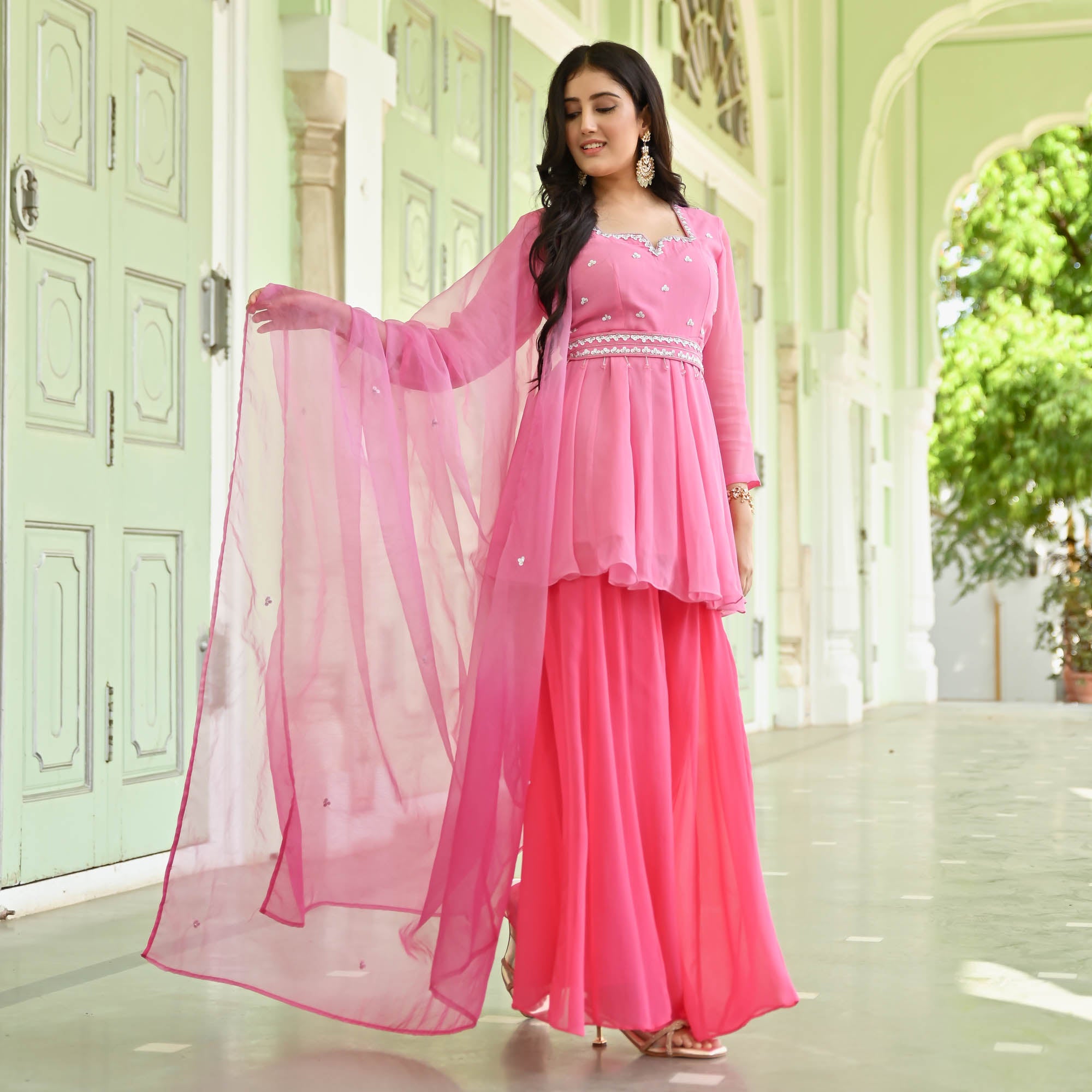 Shades of Pink Sharara Suit Set for Women Online