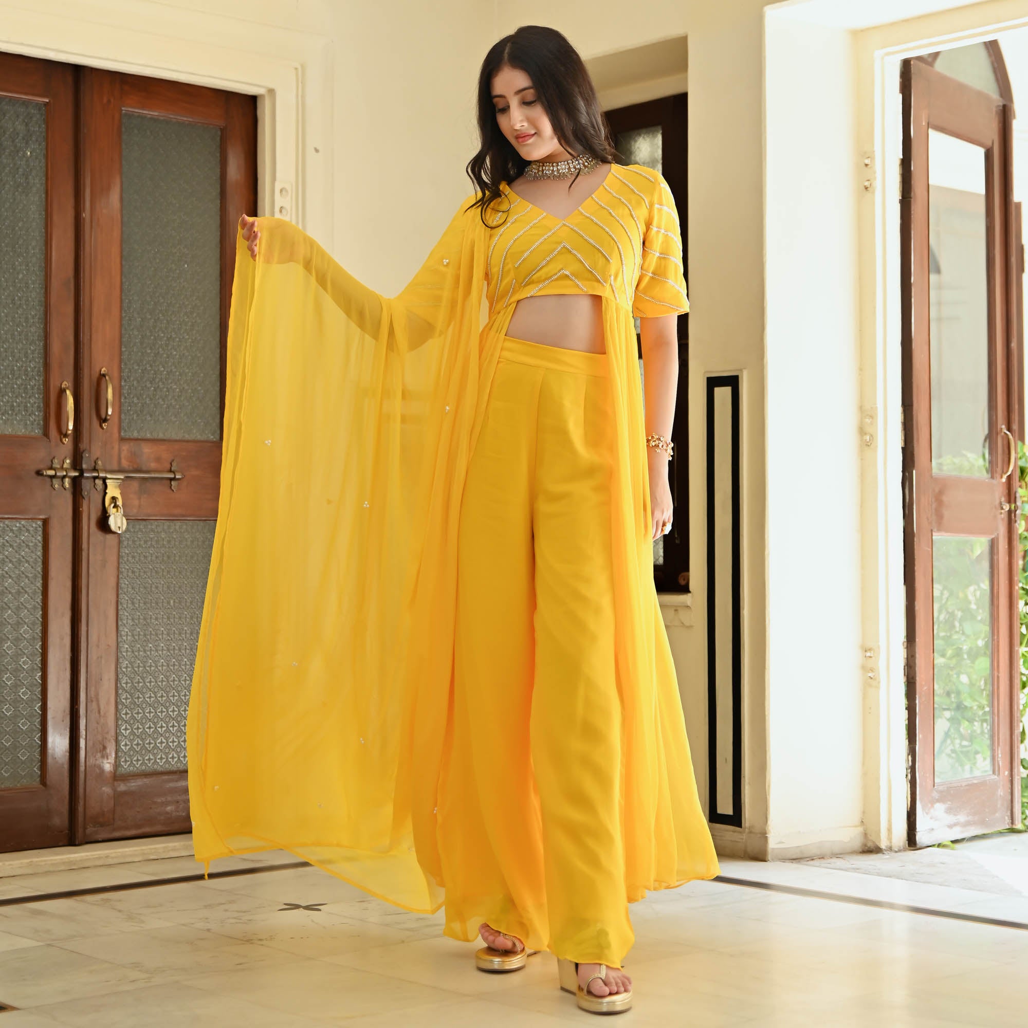 Yellow Indowestern Co-ord for Women Online