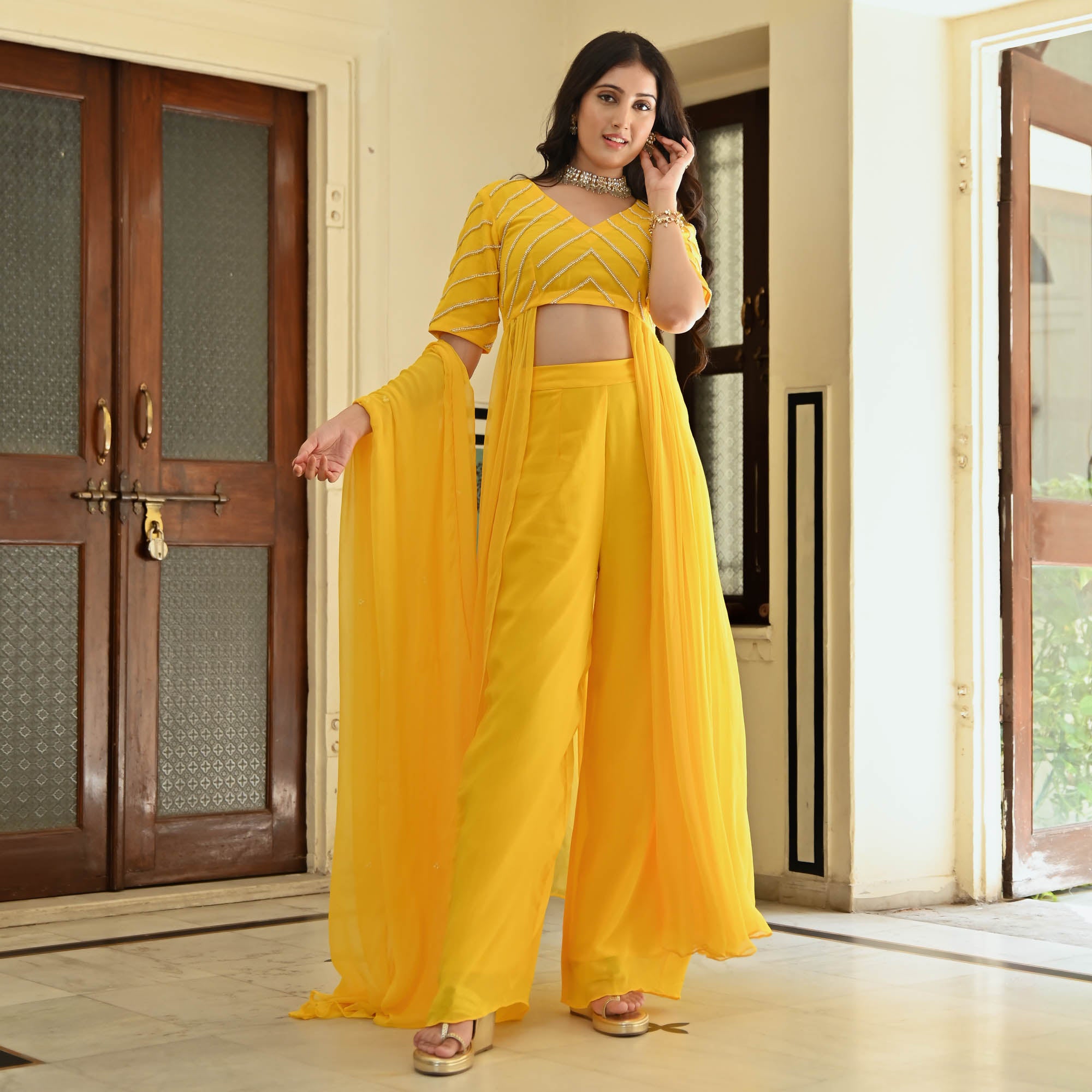 Yellow Indowestern Co-ord for Women Online