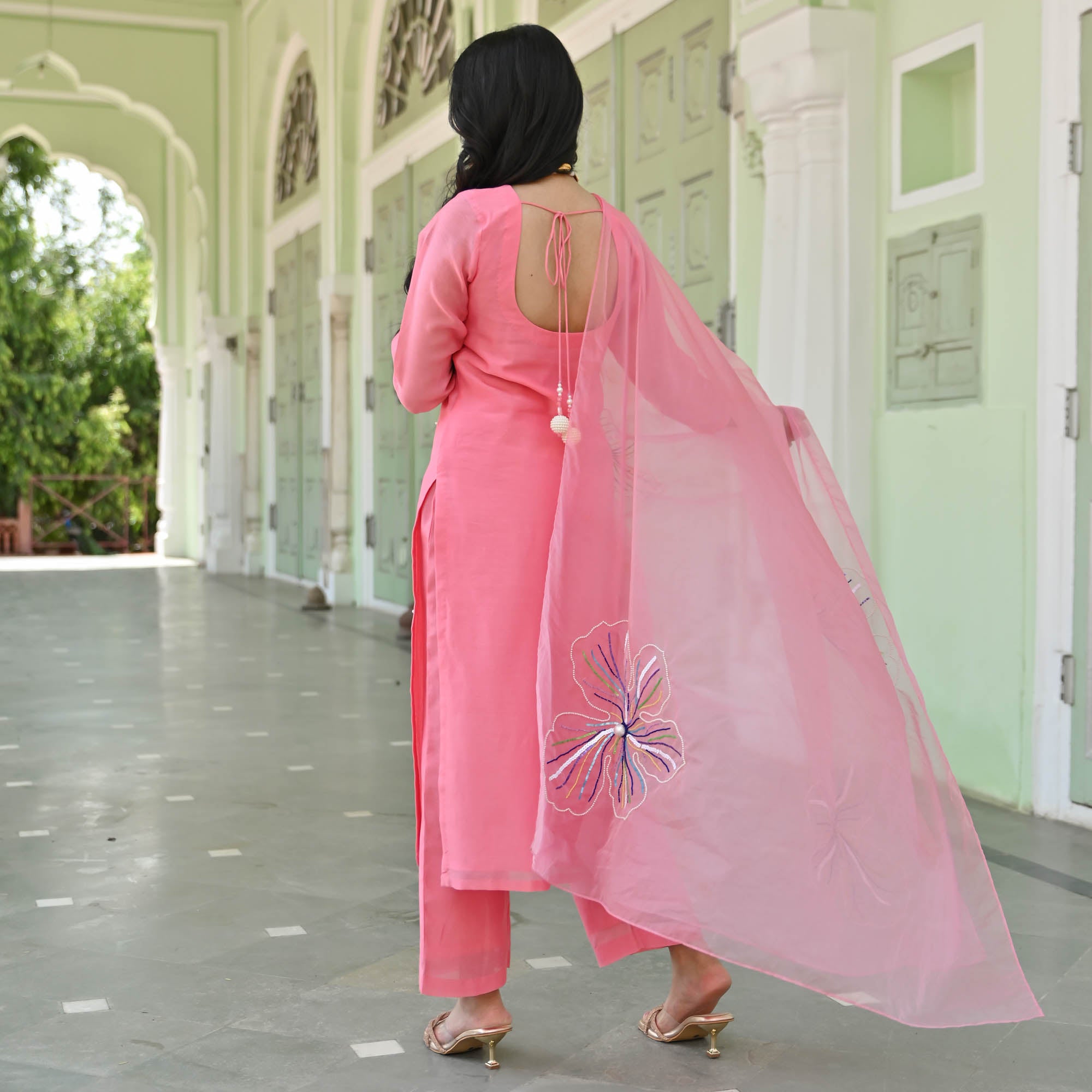 Pink Straight Fit Suit Set for Women Online