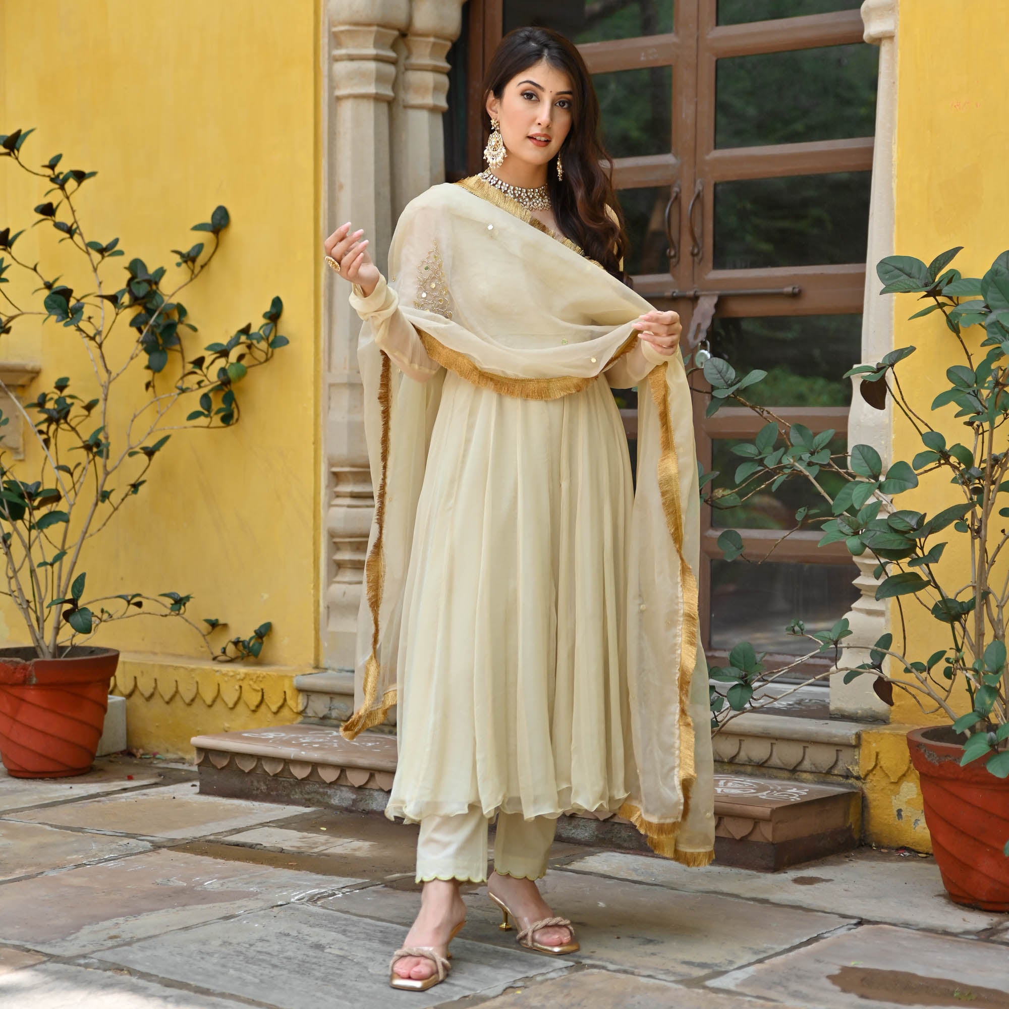 Off white Anarkali Suit Set for Women Online