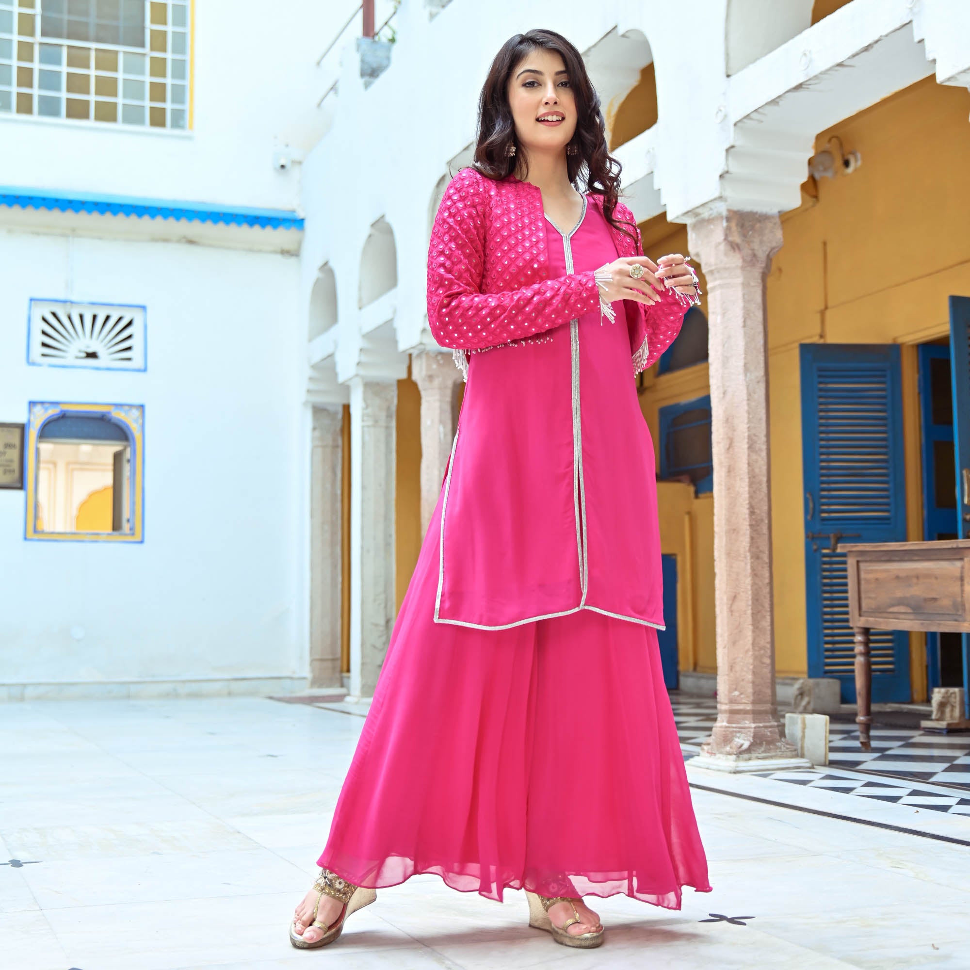 Pink Co-ord Set with Jacket for Women Online