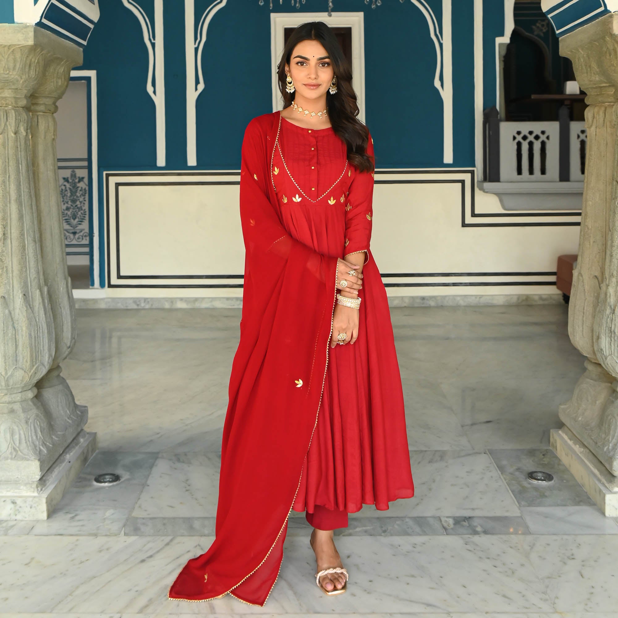 Red Anarkali Suit Set for Women Online