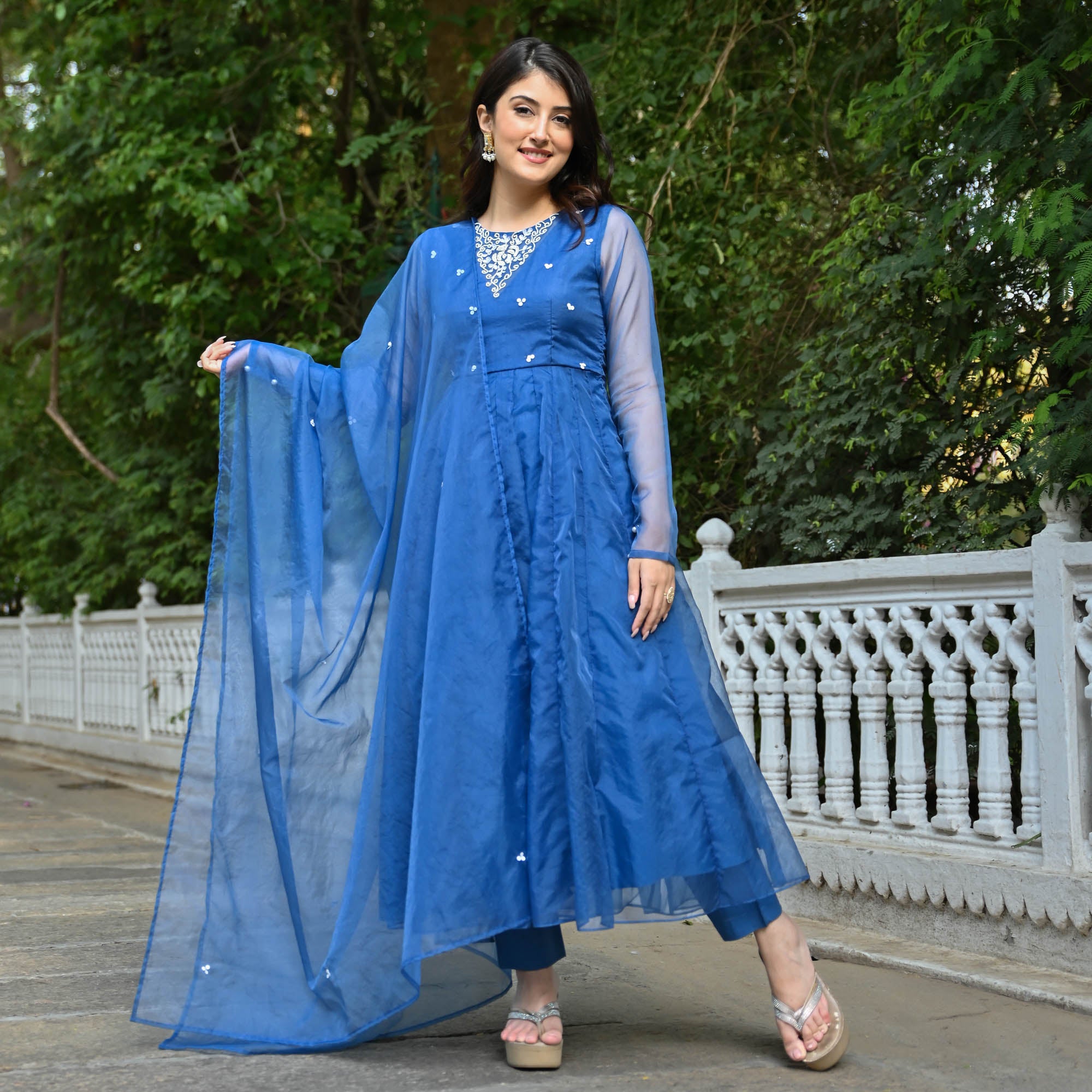 Blue Anarkali Suit Set for Women Online