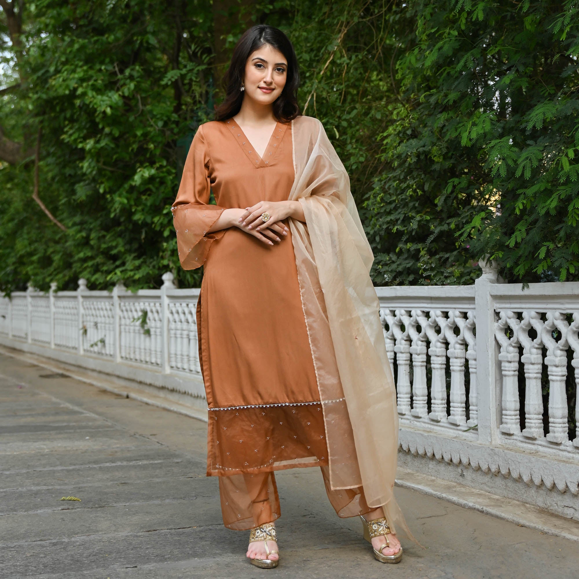 Dhara Designer Satin Suit Set for Women Online