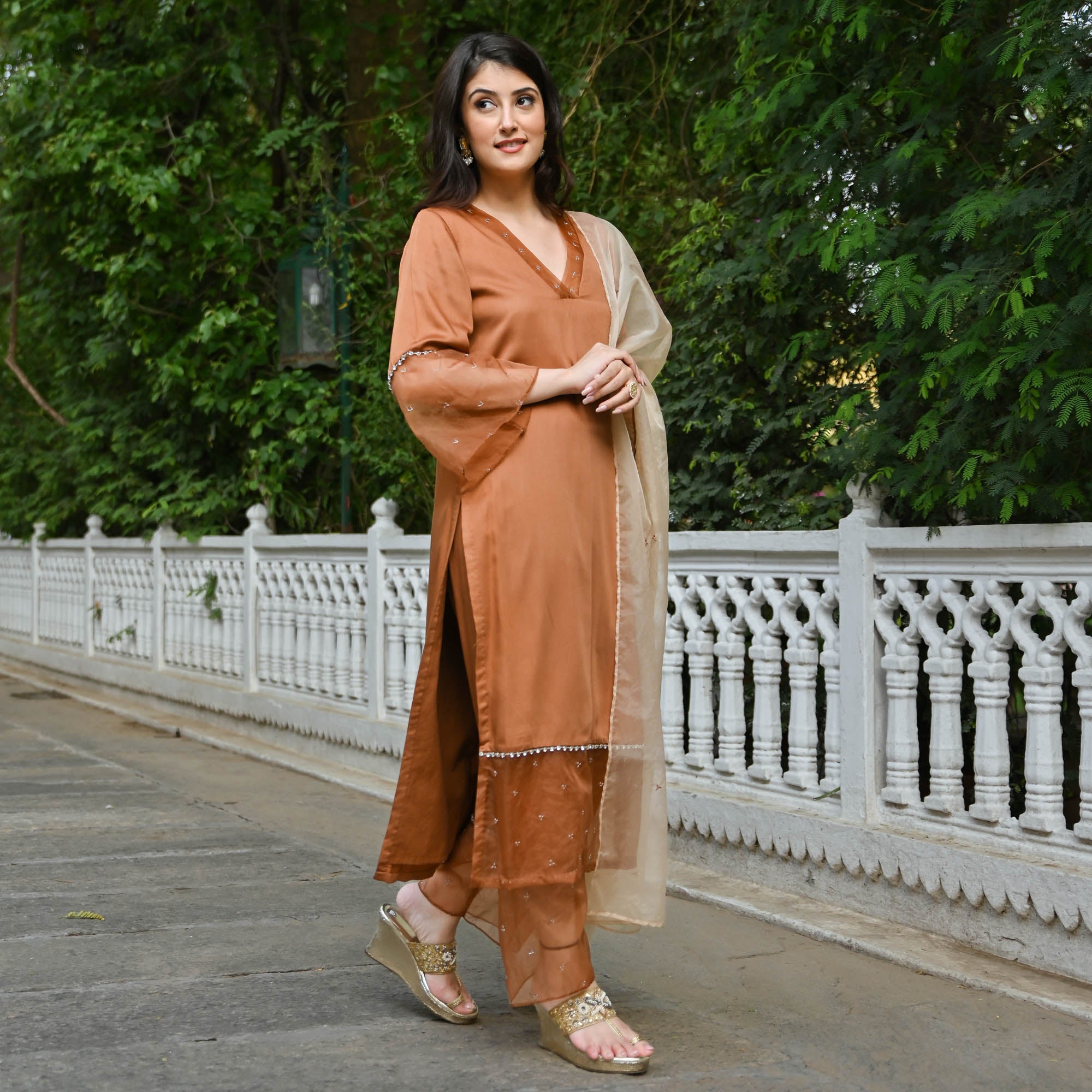 Dhara Designer Satin Suit Set for Women Online
