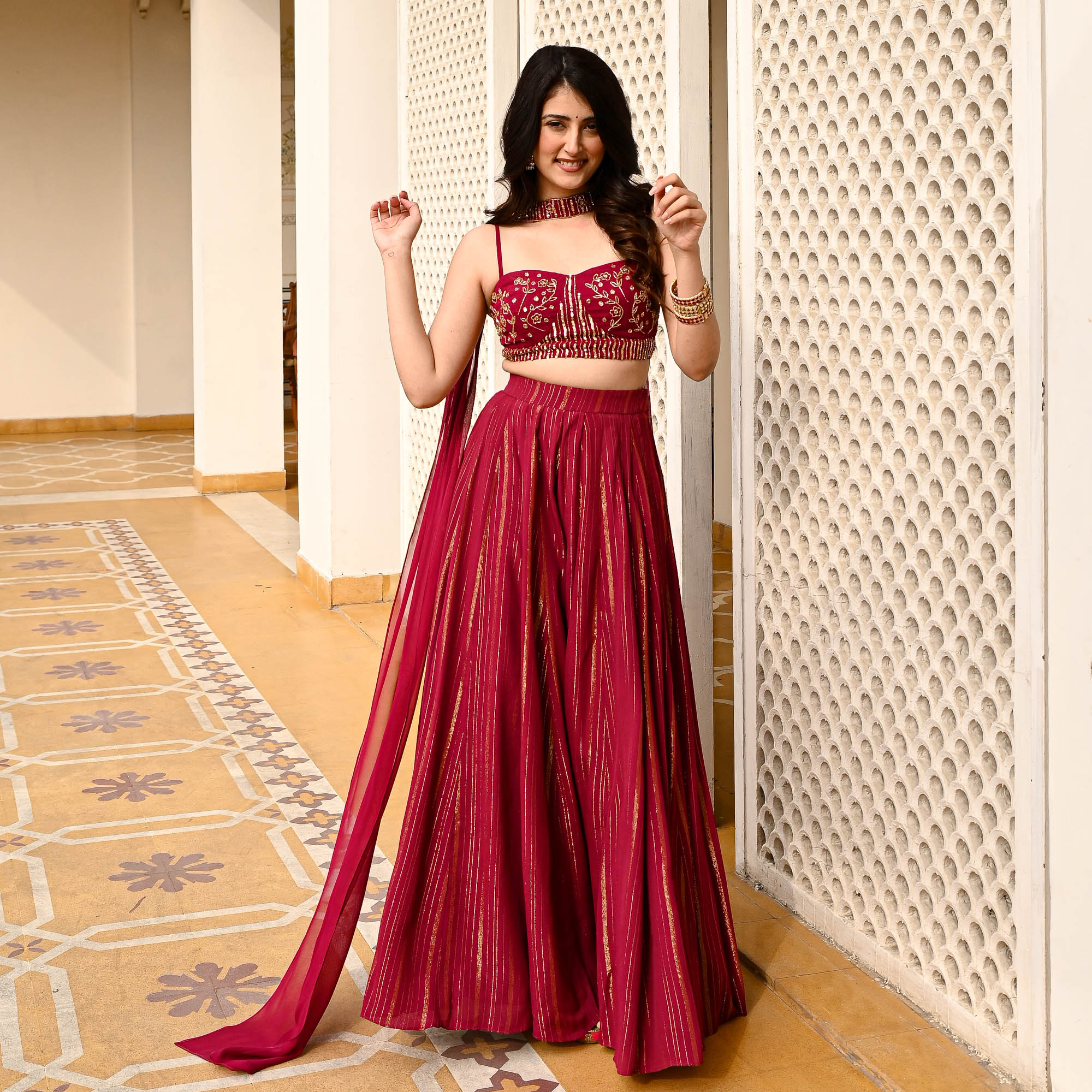 Gulbano Pink Designer Sharara Co ord Set For Women Online