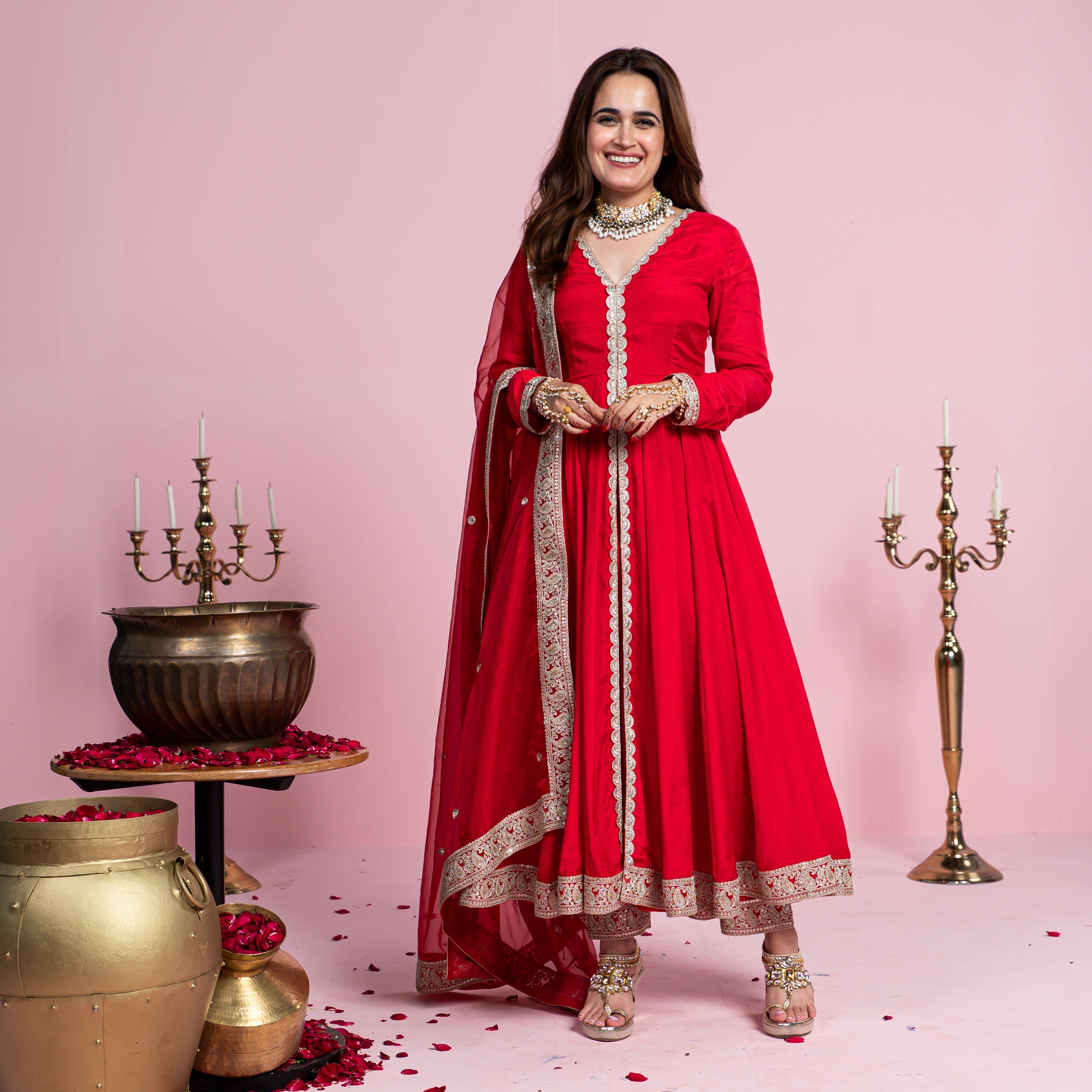 Red Anarkali Suit Set for Women Online