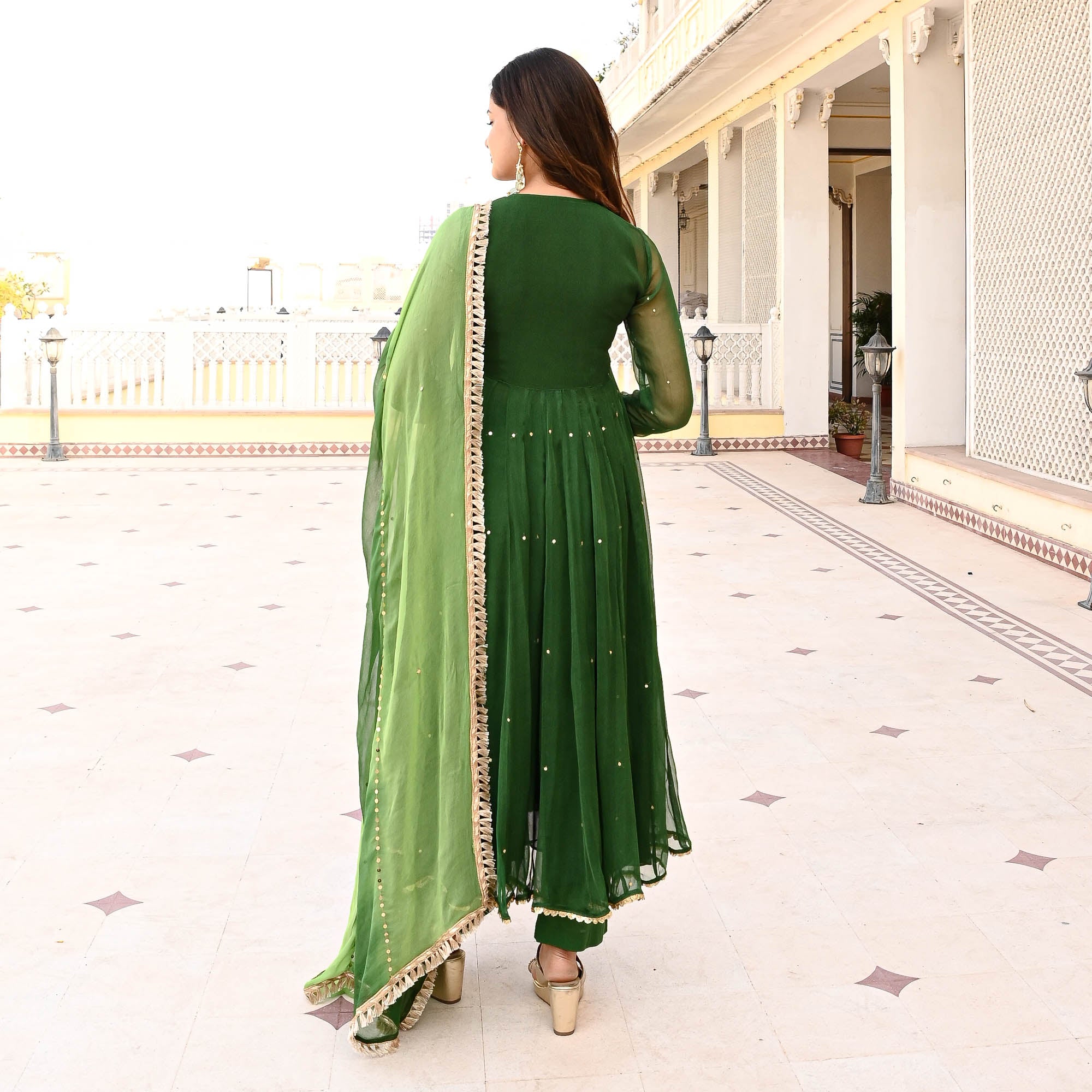 Green Mehendi Anarkali Suit for Women Online