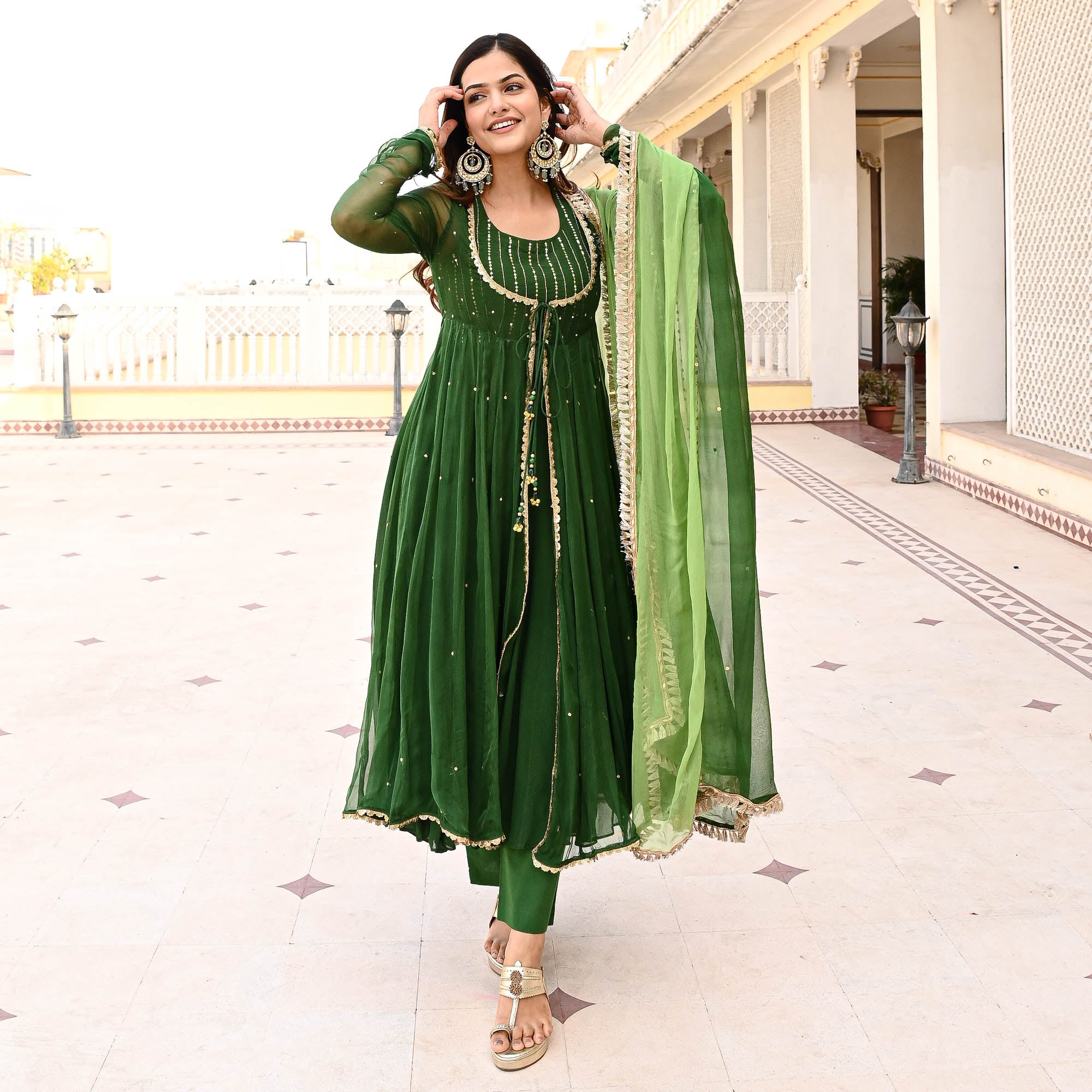 Green Mehendi Anarkali Suit for Women Online