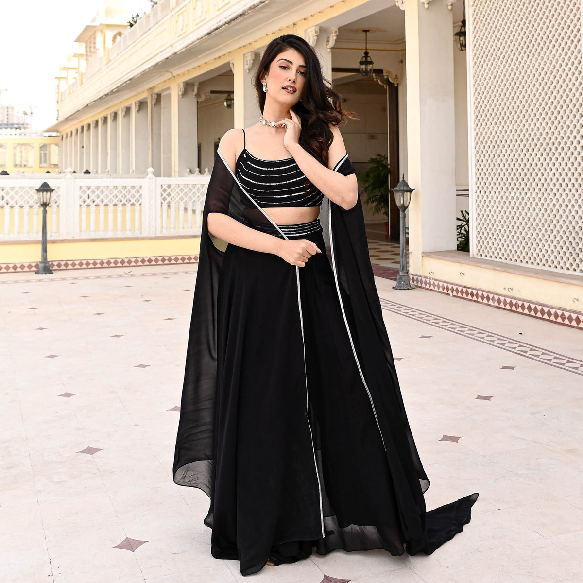 Asheera Black ColorBlock Kurta Co Ord Set
