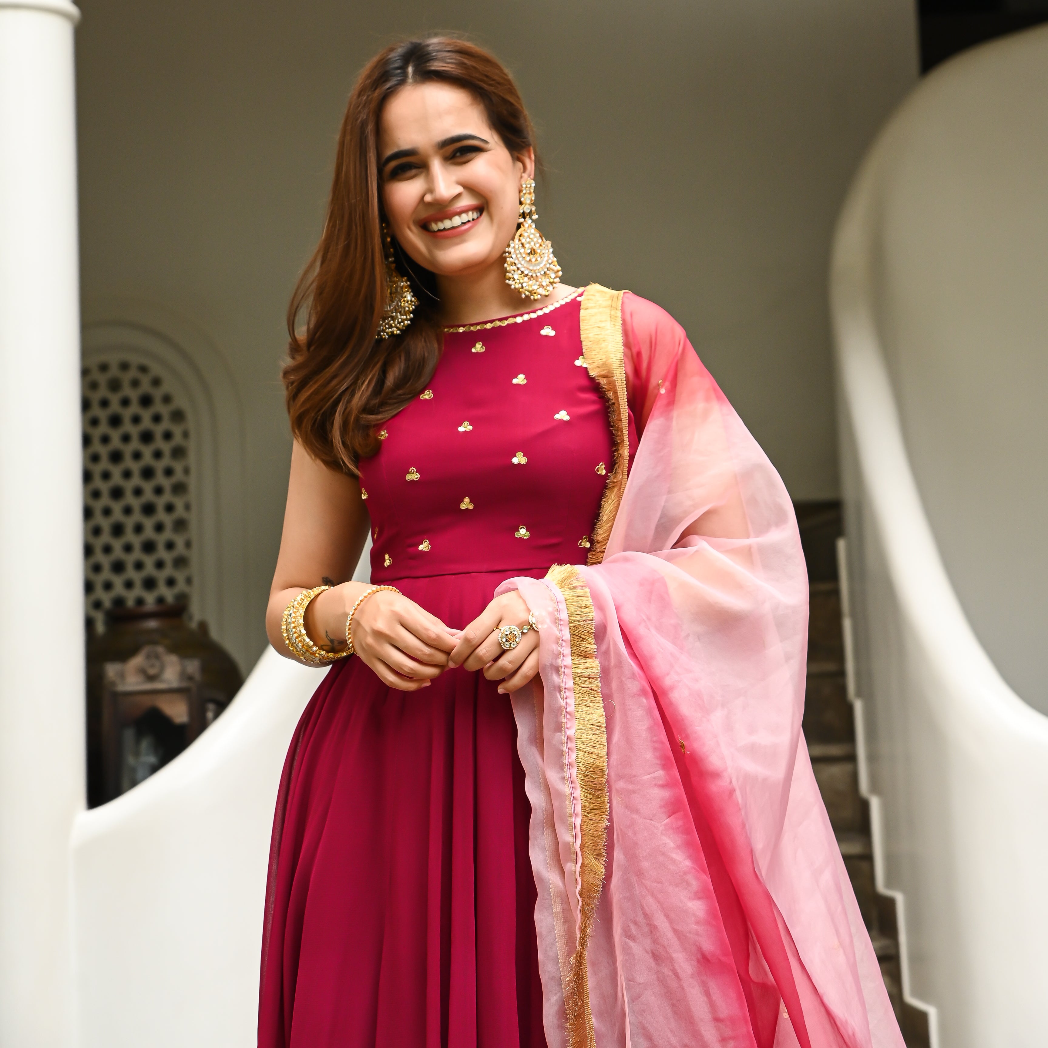 Pink Halter Neck Sharara Suit for Women Online