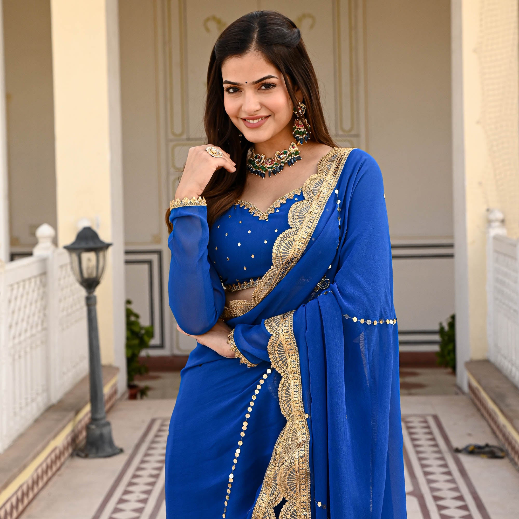 Blue Sharara with Blouse for Women Online