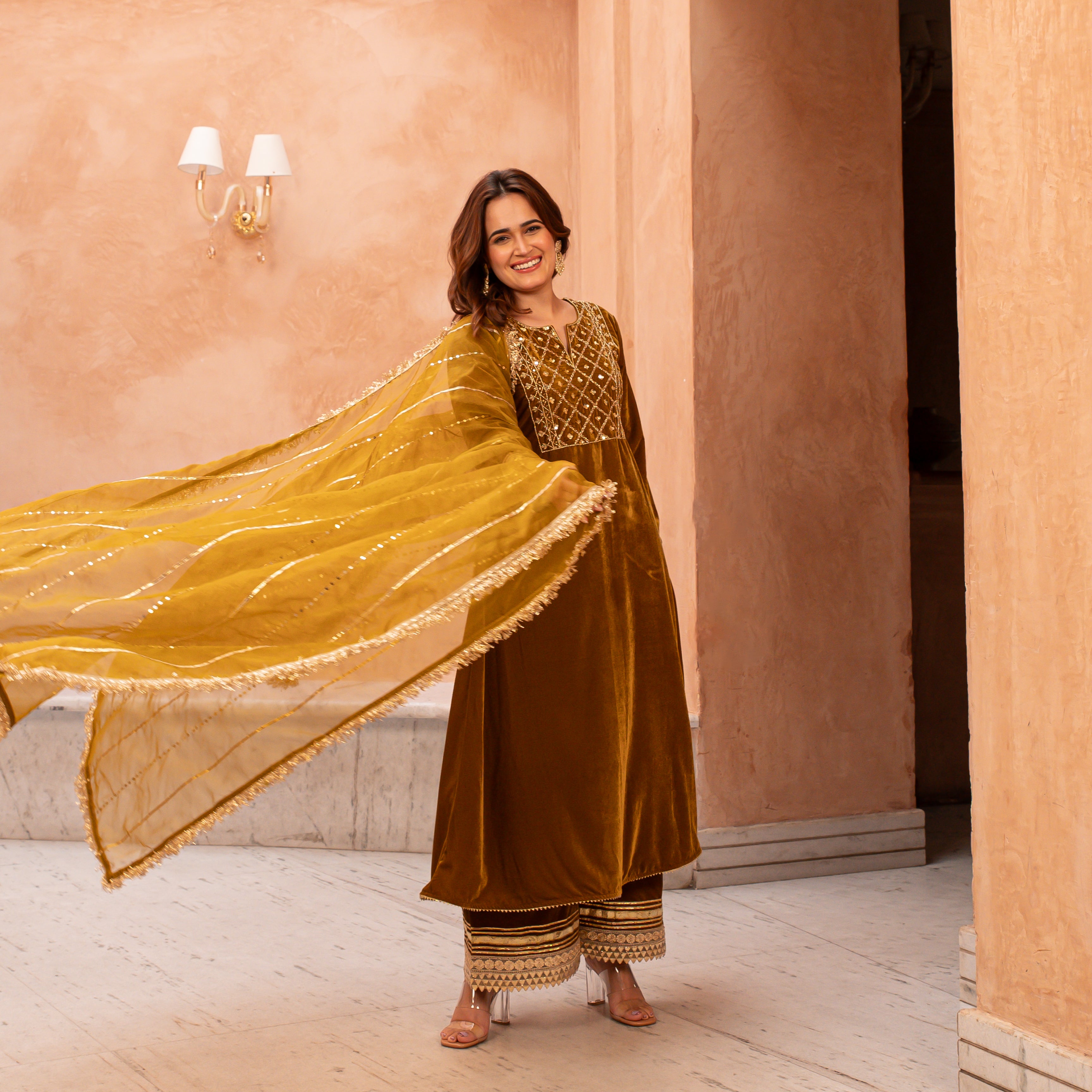 Sufia Traditional Designer Yellow Suit Set for Women Online