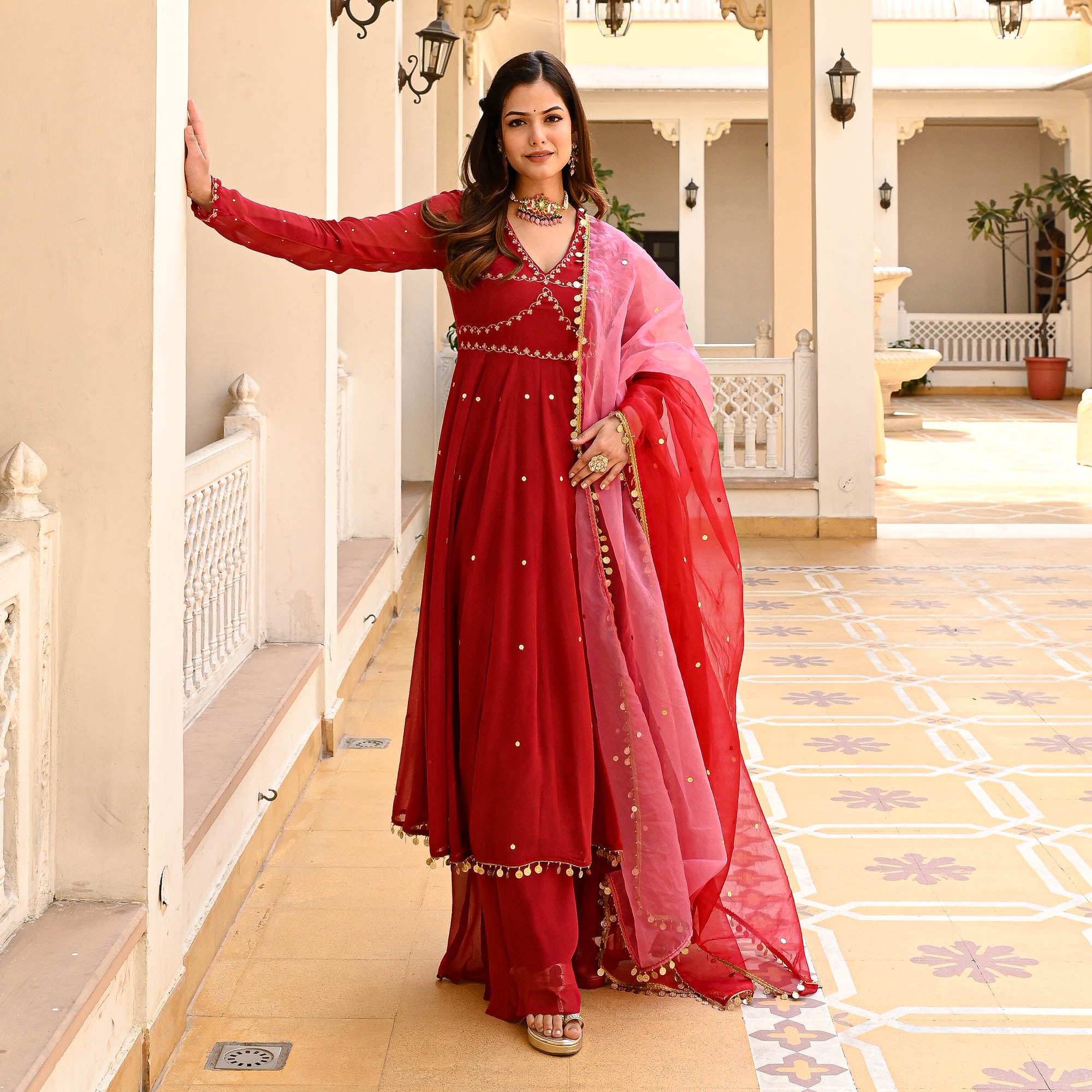 Biba Red Designer Anarkali for Women Online