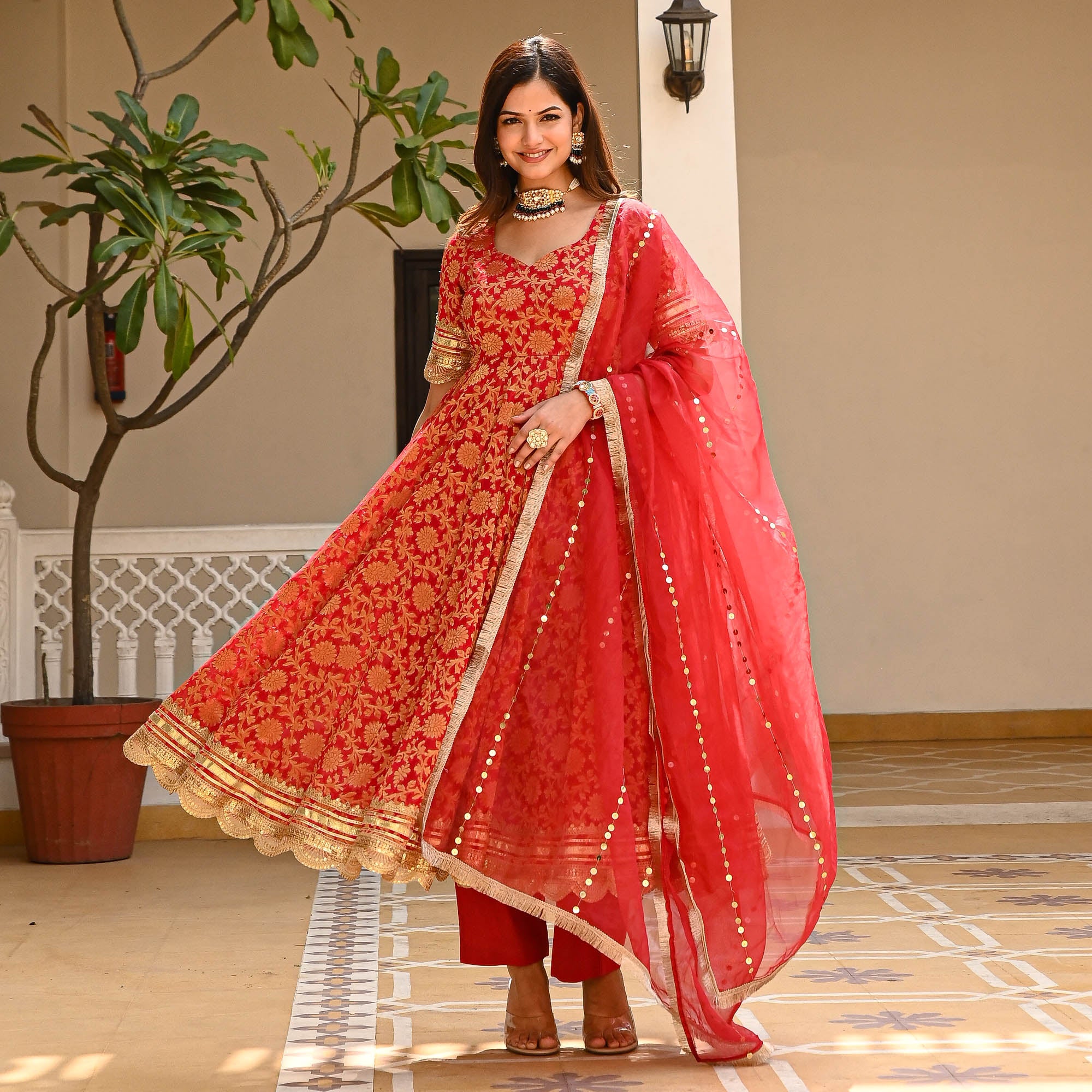 Preet Red Designer Anarkali for Women Online