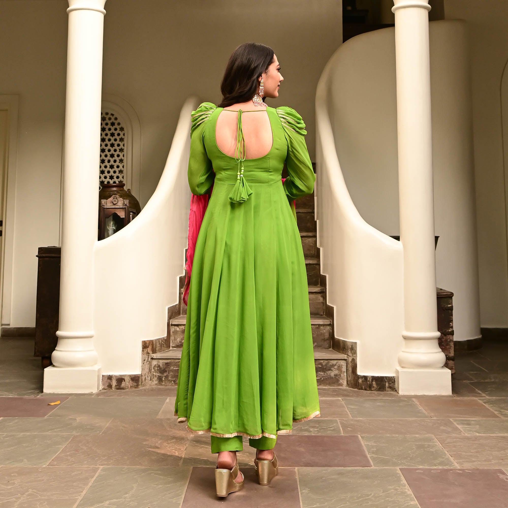 Green Georgette Anarkali Suit for Women Online