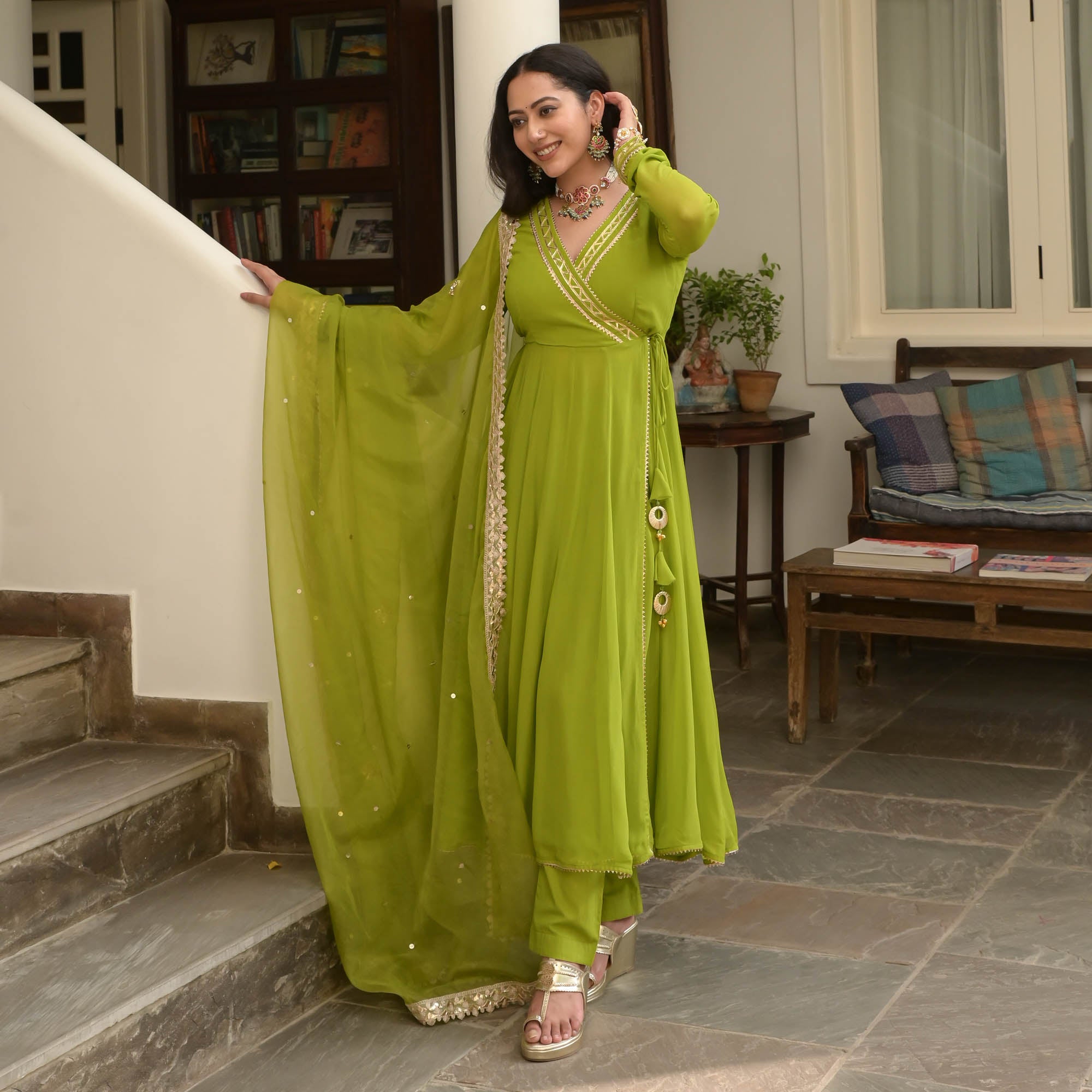 Maithali Green Designer Georgette Anarkali Suit Set for Women Online UrbanStree Maithali Green Designer Georgette Anarkali Suit Set for Women Online UrbanStree
