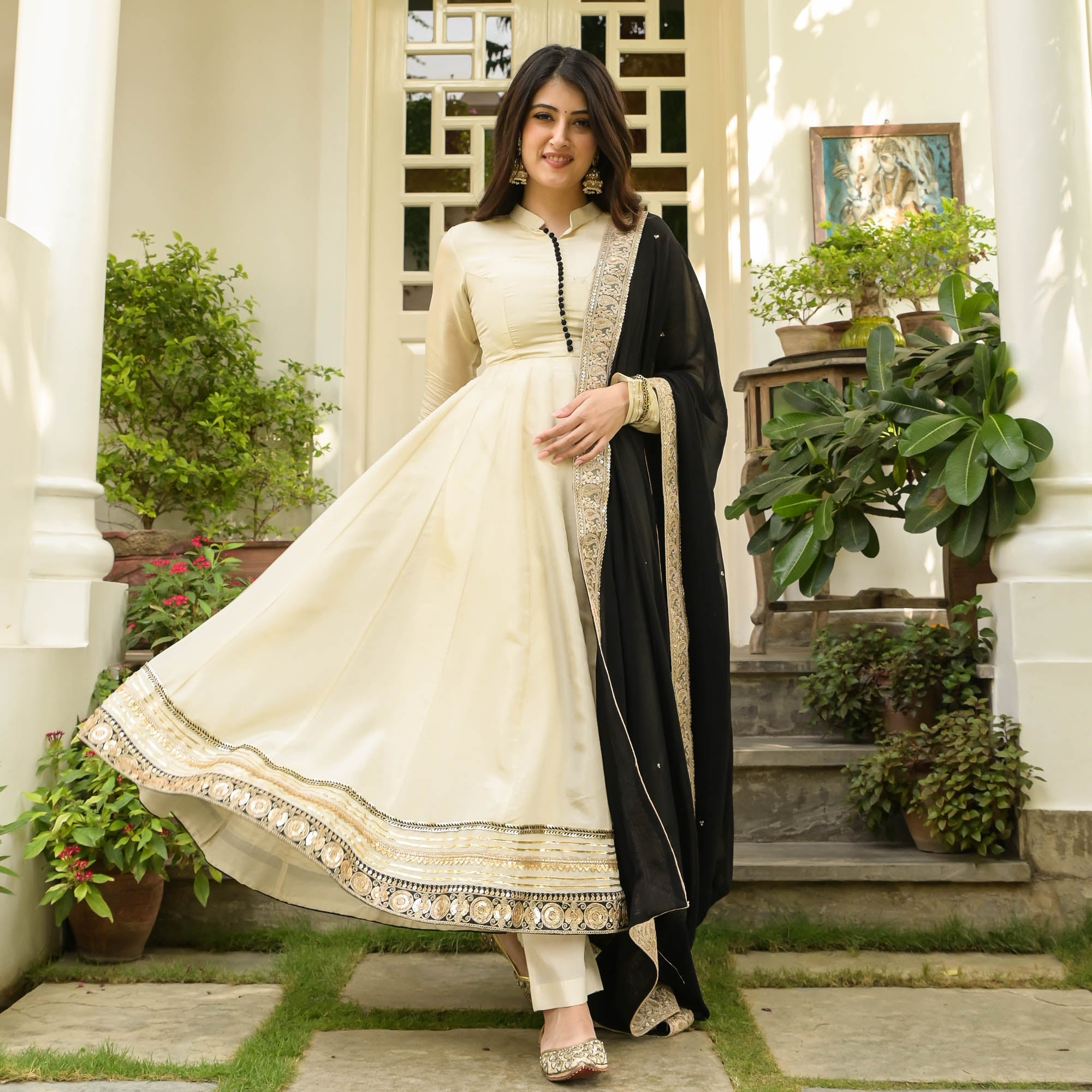 White Tissue Silk Anarkali Suit for Women Online