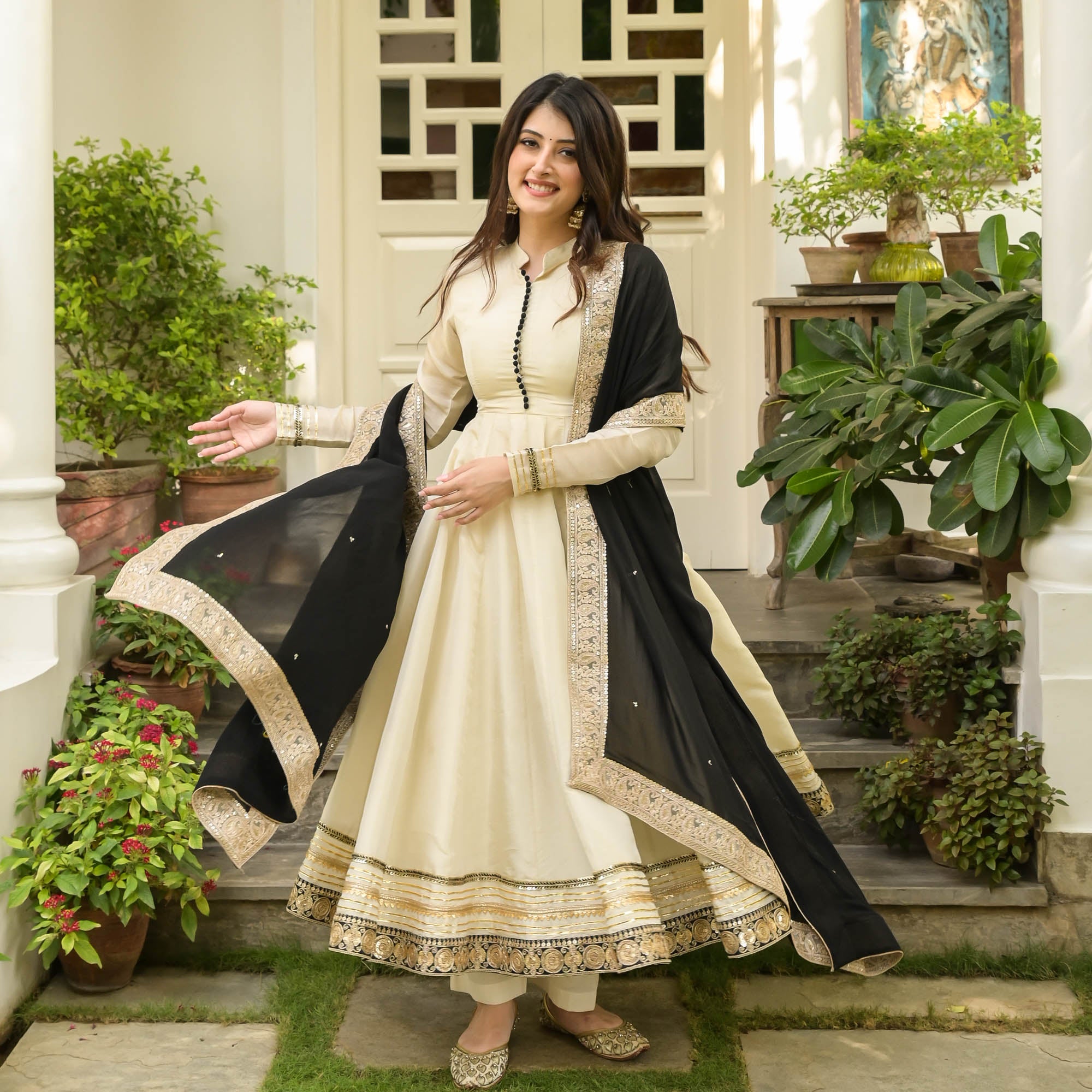 White Tissue Silk Anarkali Suit for Women Online