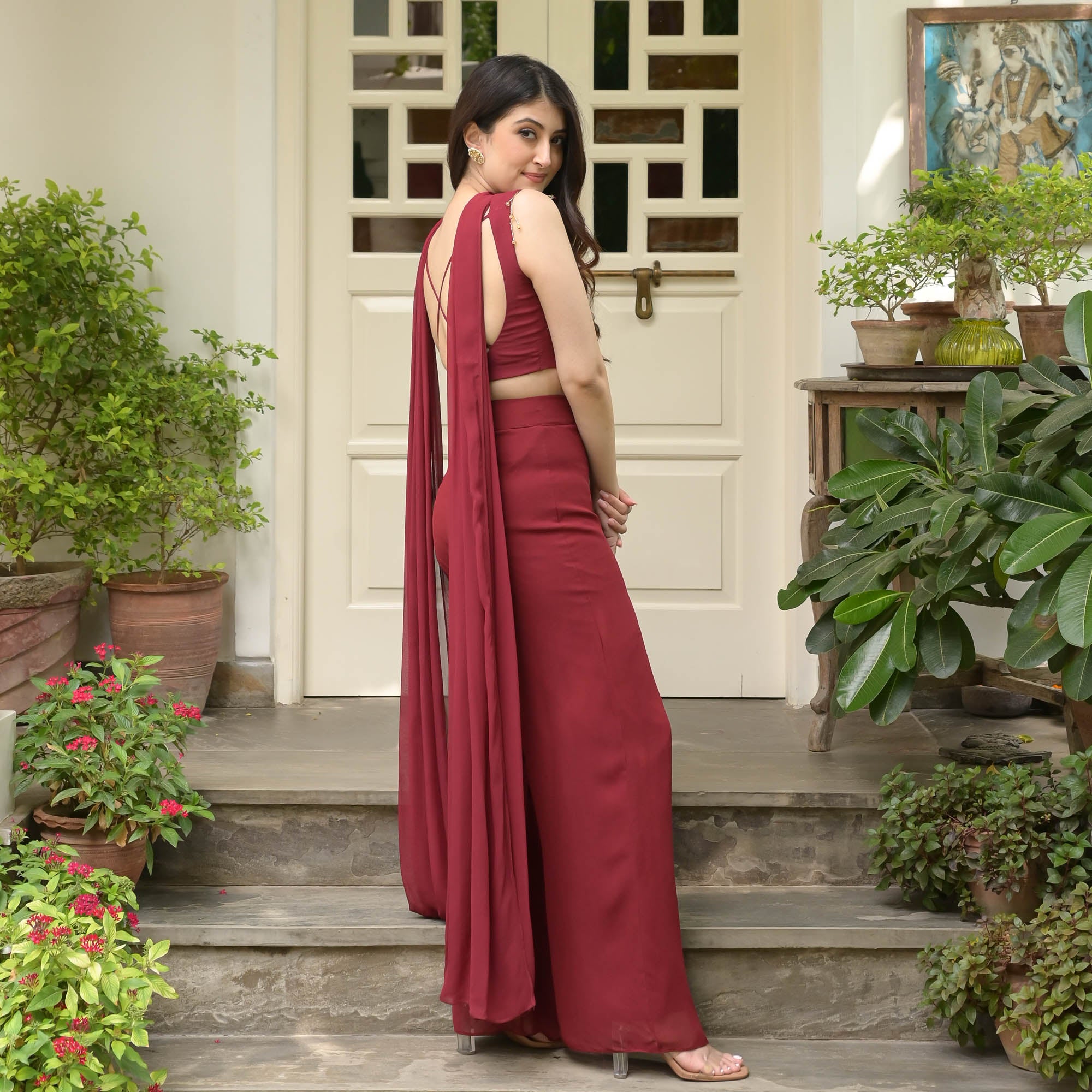 Maroon Co-ord Set for Sangeet