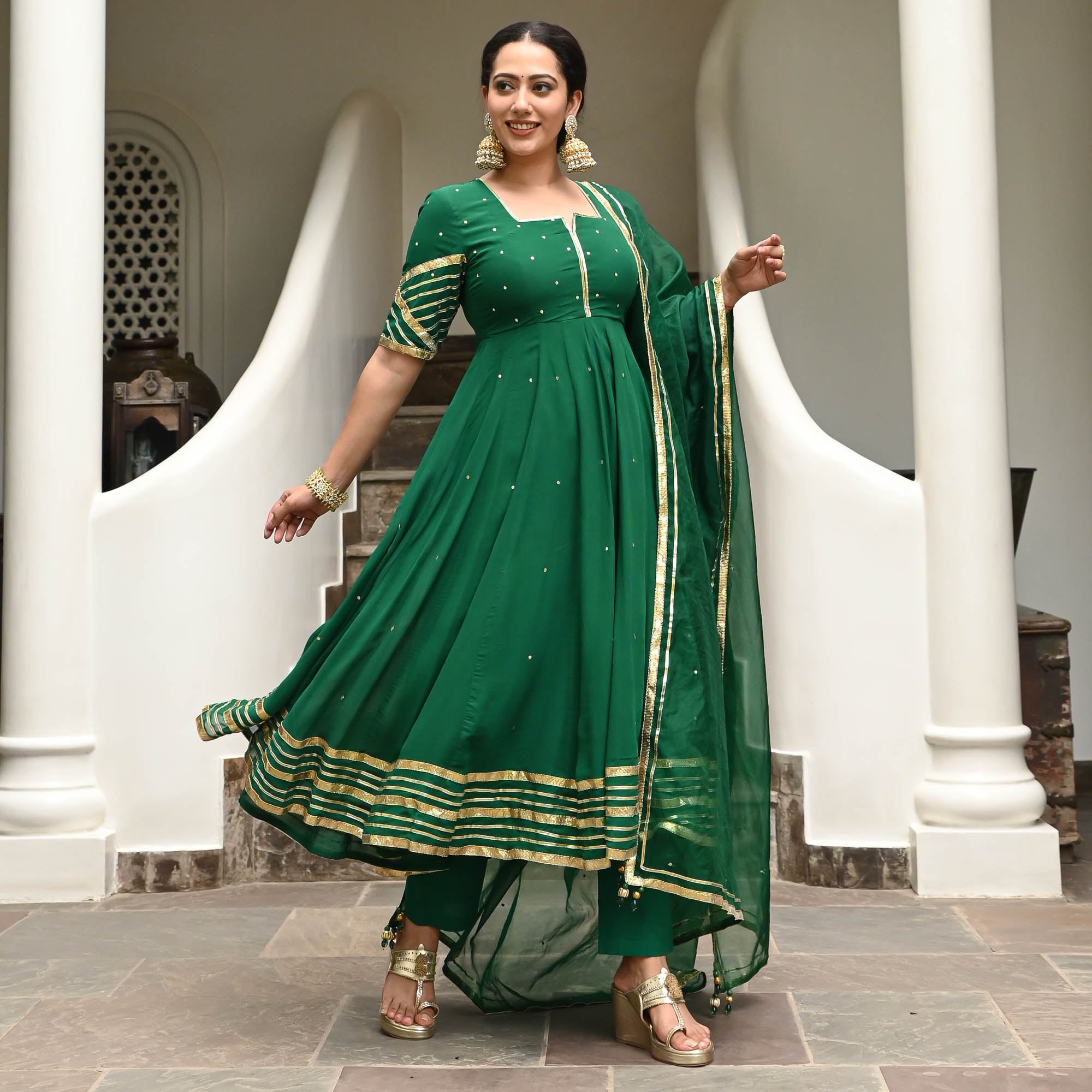Padma Dark Green Designer Georgette Suit Set for Women Online
