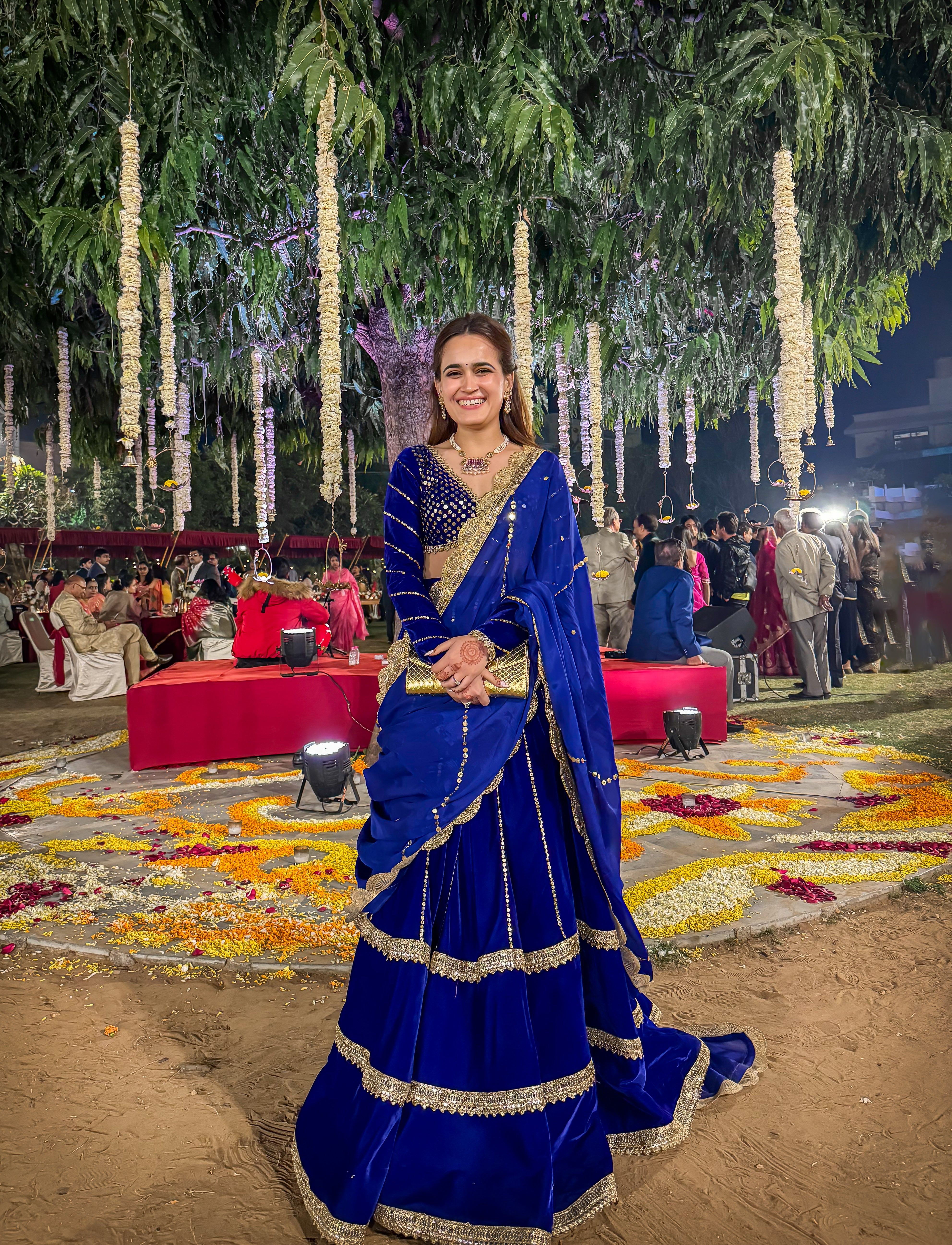 Seena Blue Designer Velvet Lehenga Set for Women Online