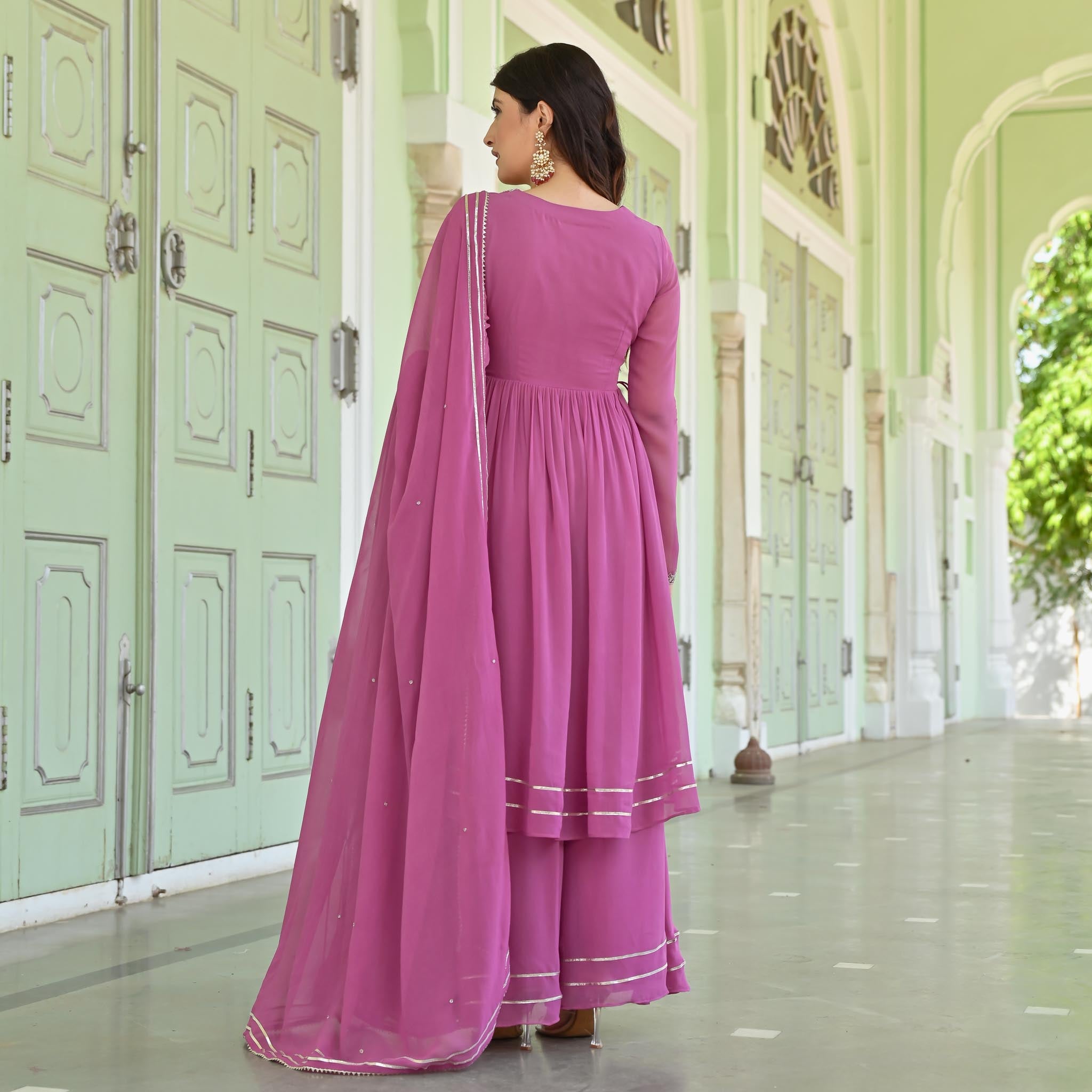 Pink Georgette Sharara Suit Set for Women Online