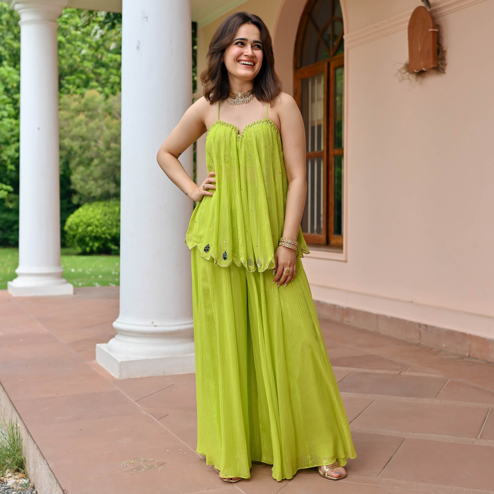 Veera Green Designer Lurex Co-Ord Set For Women Online