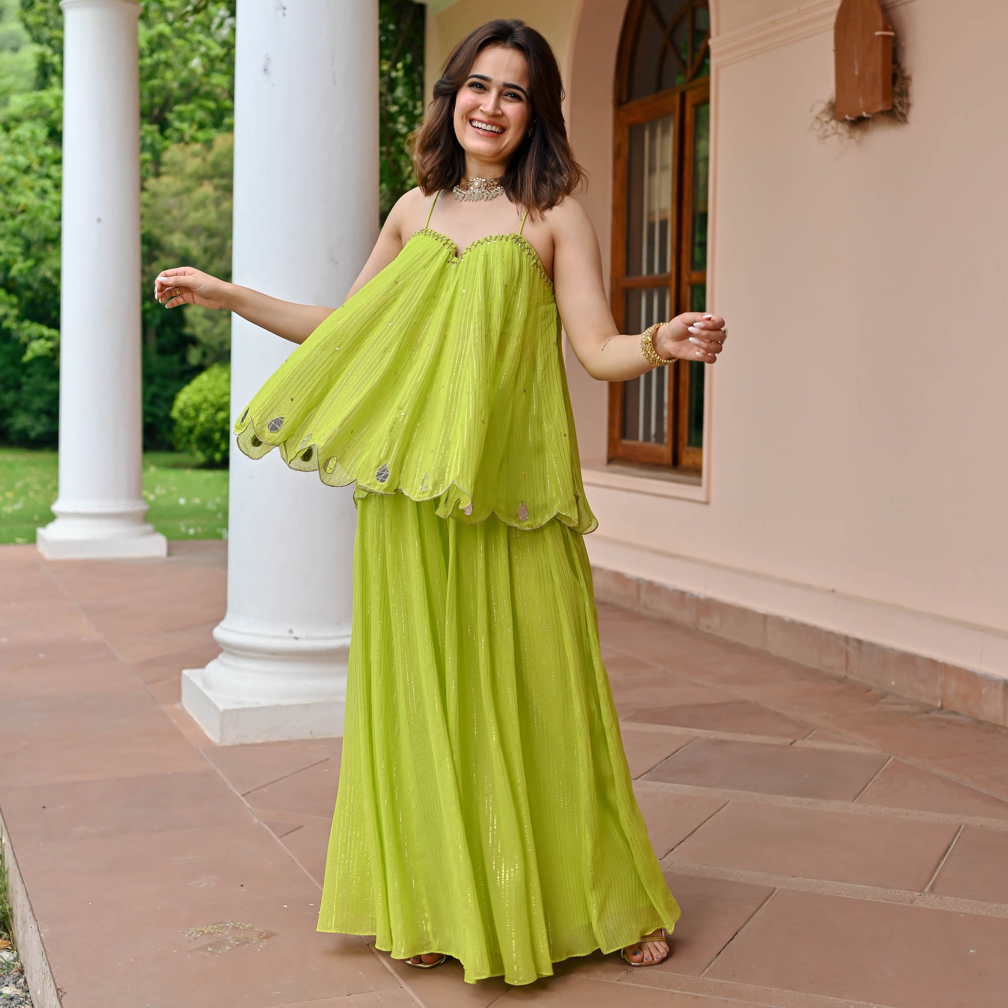 Veera Green Designer Lurex Co-Ord Set For Women Online