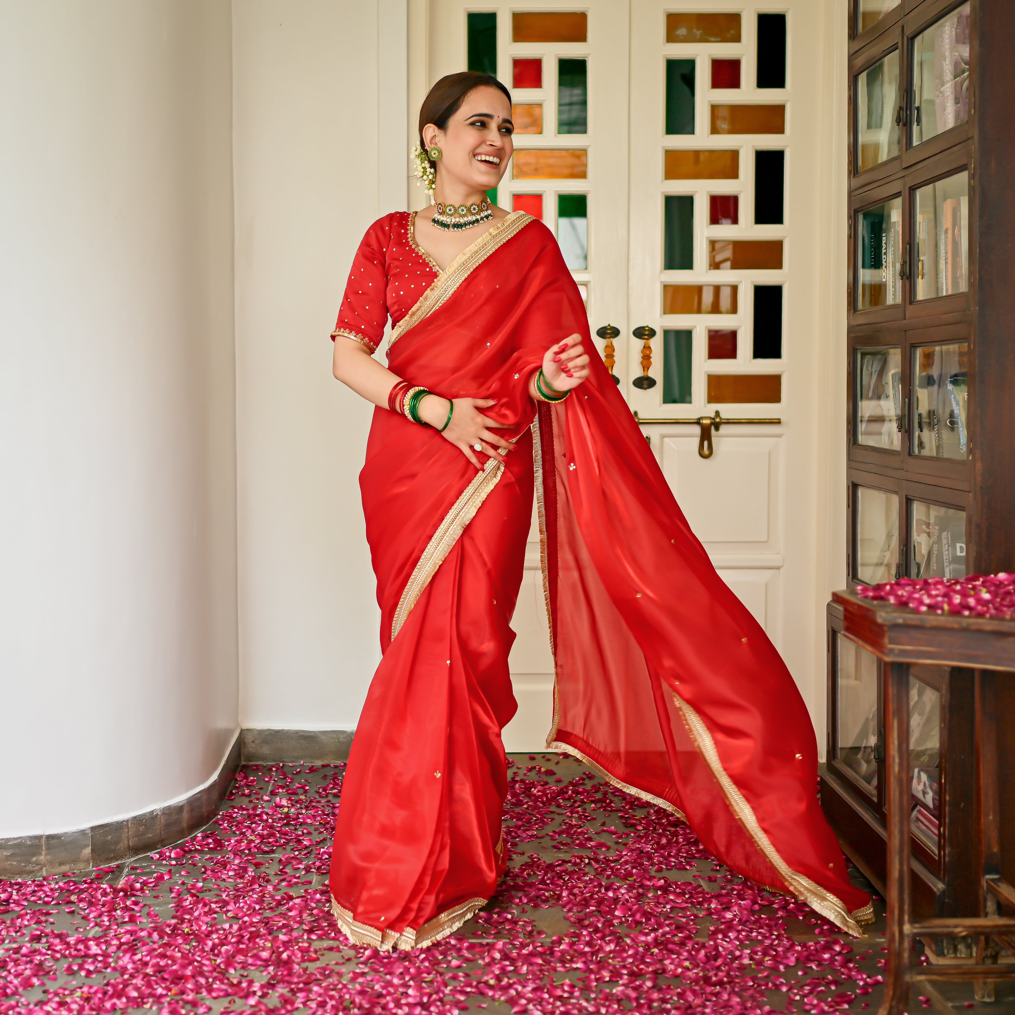 Ambika Red festive wear saree for women buy online