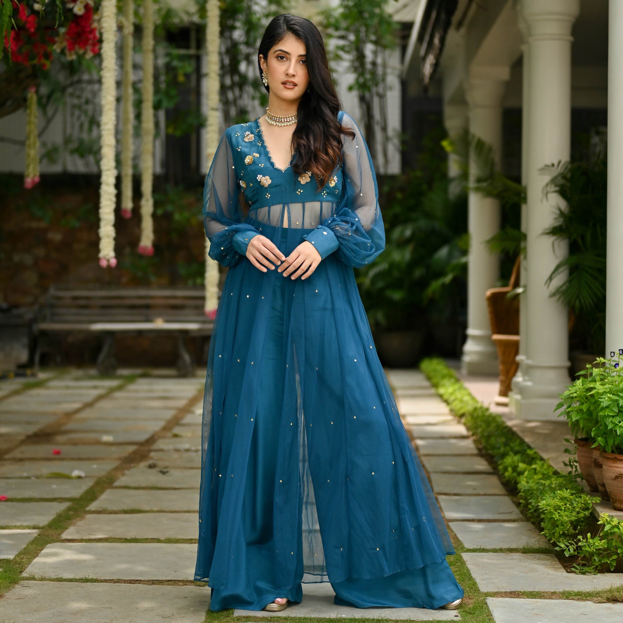 Bhavya Blue Designer Co-ord Suit Set For Women Online