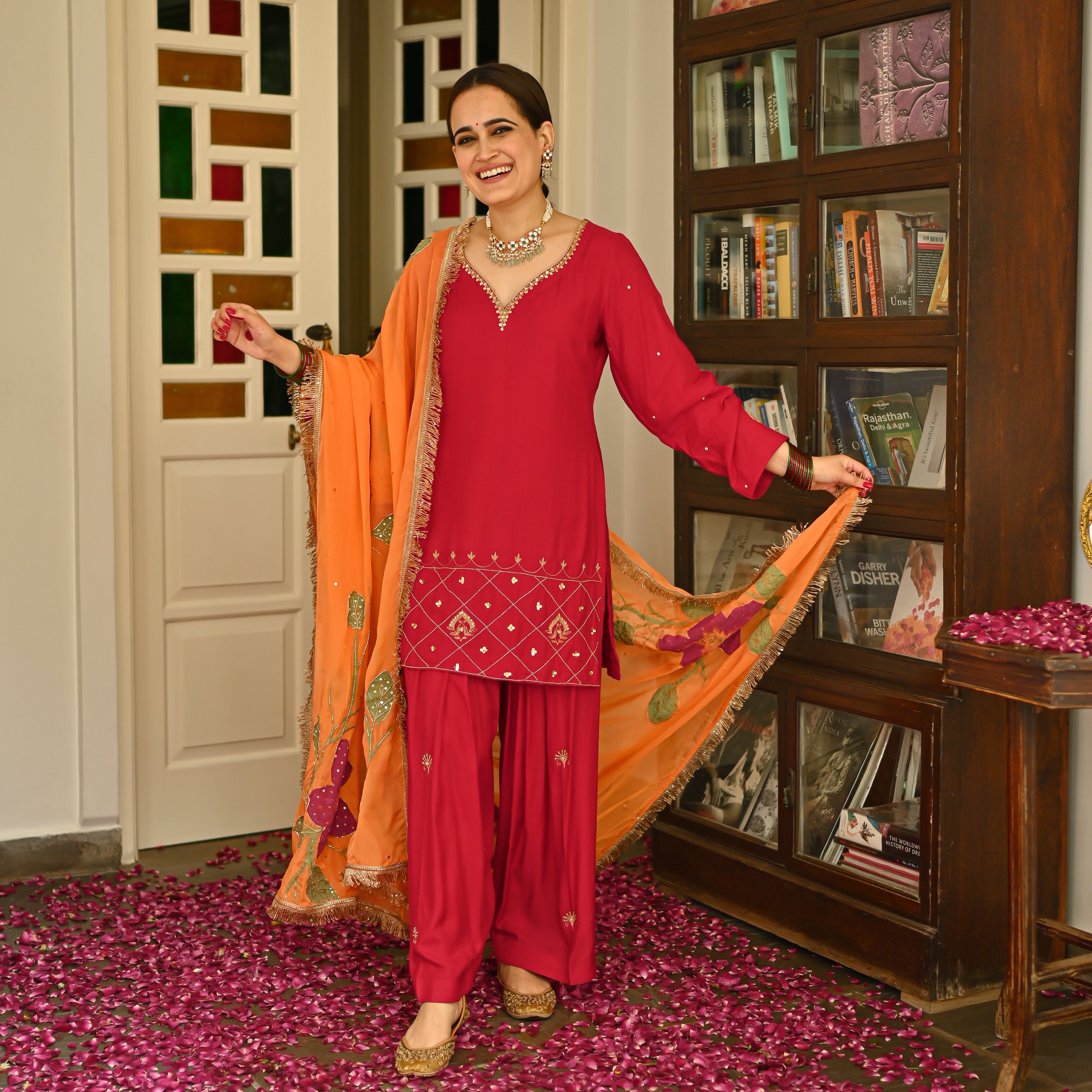 Tarini Red Suit Set for Festive wear buy online